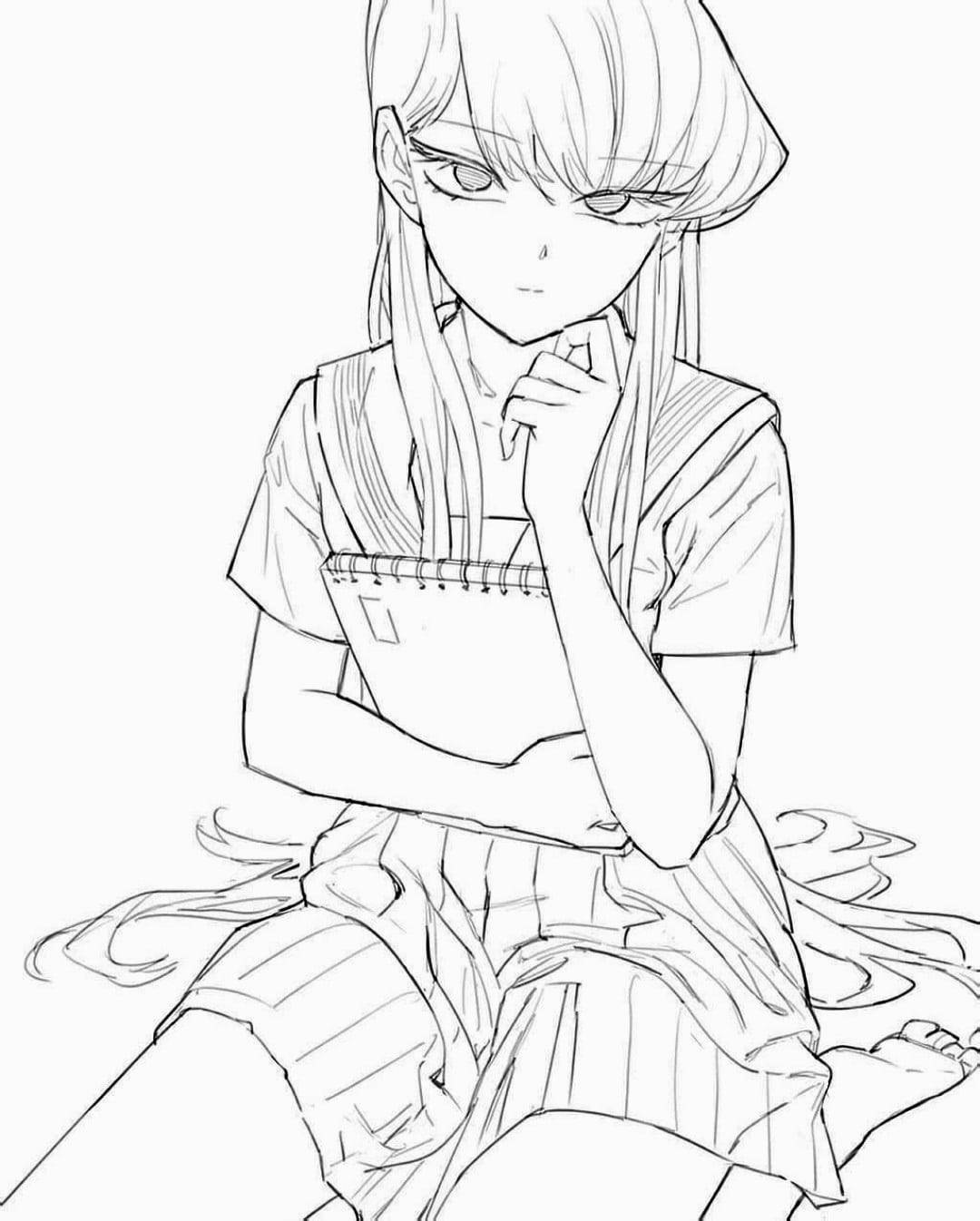 Ilustración simplista a lápiz de Komi San Fondos de pantalla