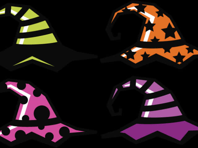Ilustración vectorial de sombreros de bruja coloridos Fondos de pantalla