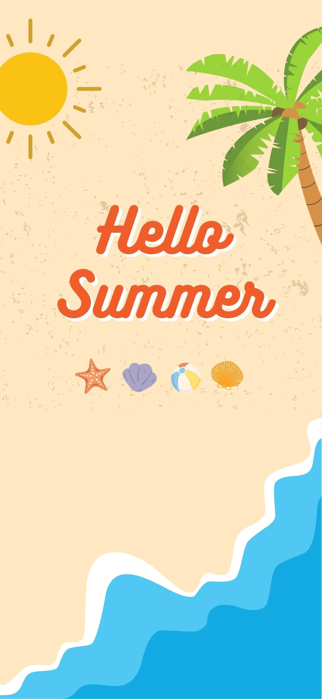 Ilustración Vista Superior de la Playa Fondo de Verano para iPhone X Fondos de pantalla