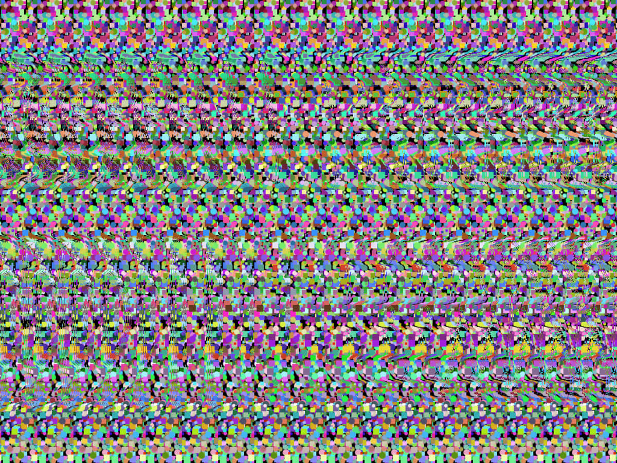 Imagen abstracta de ojo mágico 3D con patrón de arcoíris en pantalla de TV Fondos de pantalla