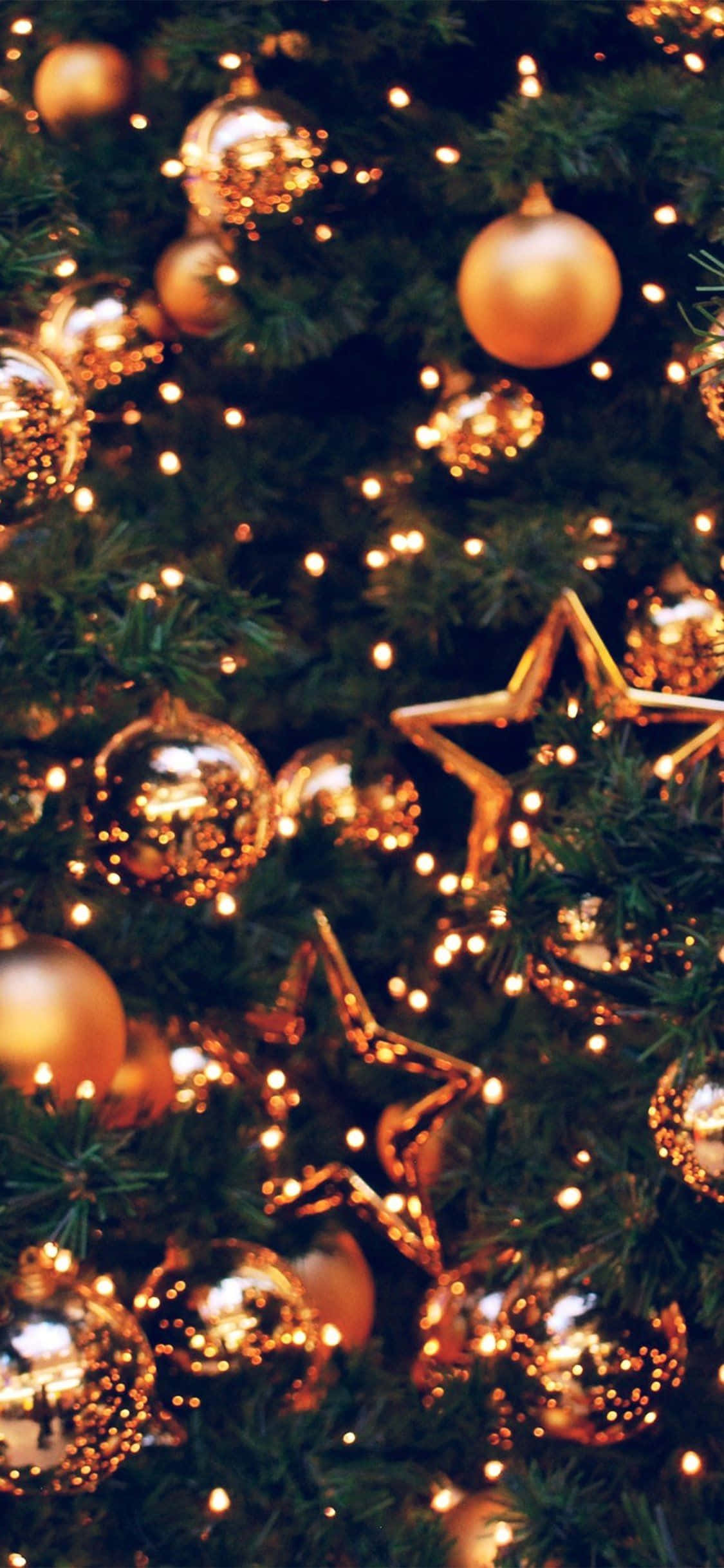 Imagen de Adornos Dorados con Luces Navideñas Fondos de pantalla