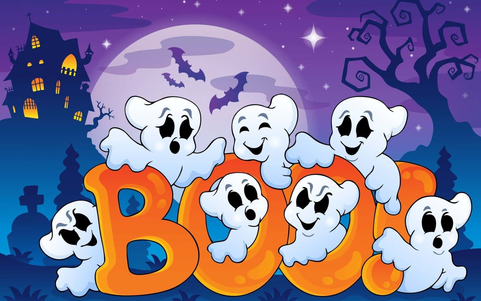 Imagen de Halloween de Fantasmas Flotantes Lindos y Espeluznantes Fondos de pantalla