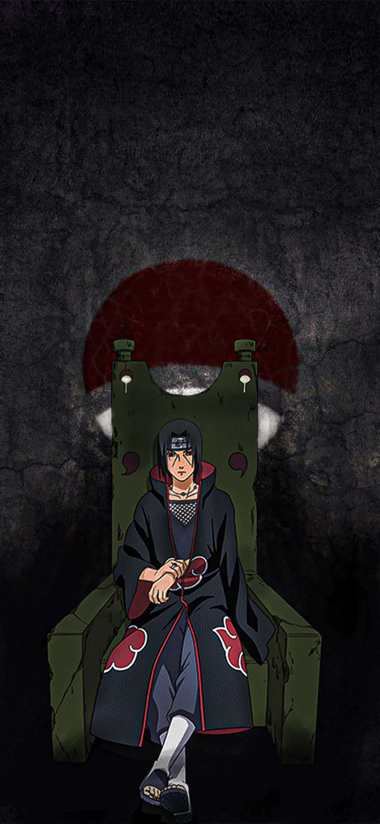 Imagen de Itachi Uchiha sentado en una silla verde Fondos de pantalla