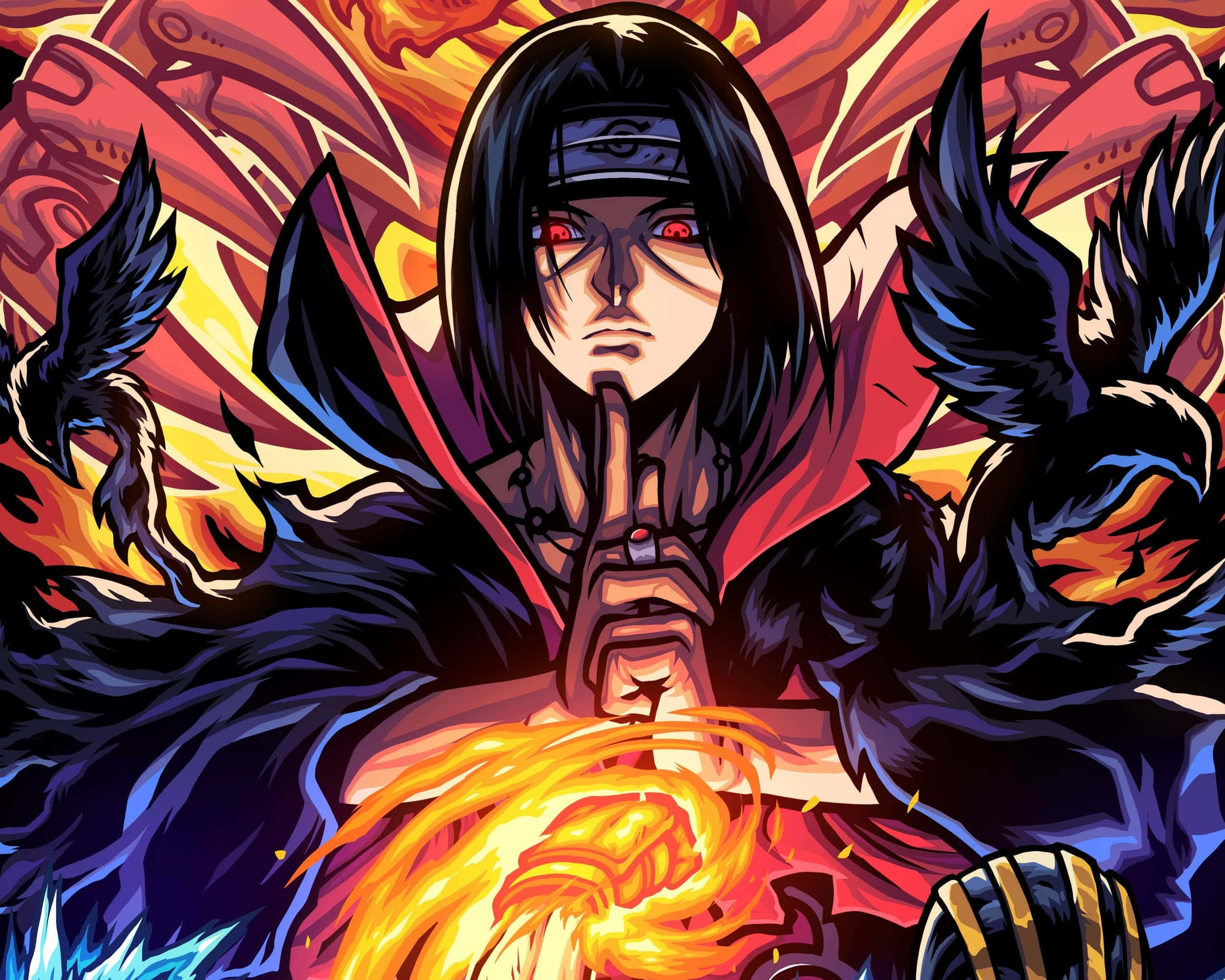 Imagen de Itachi Ardiente con Cuervos Fondos de pantalla