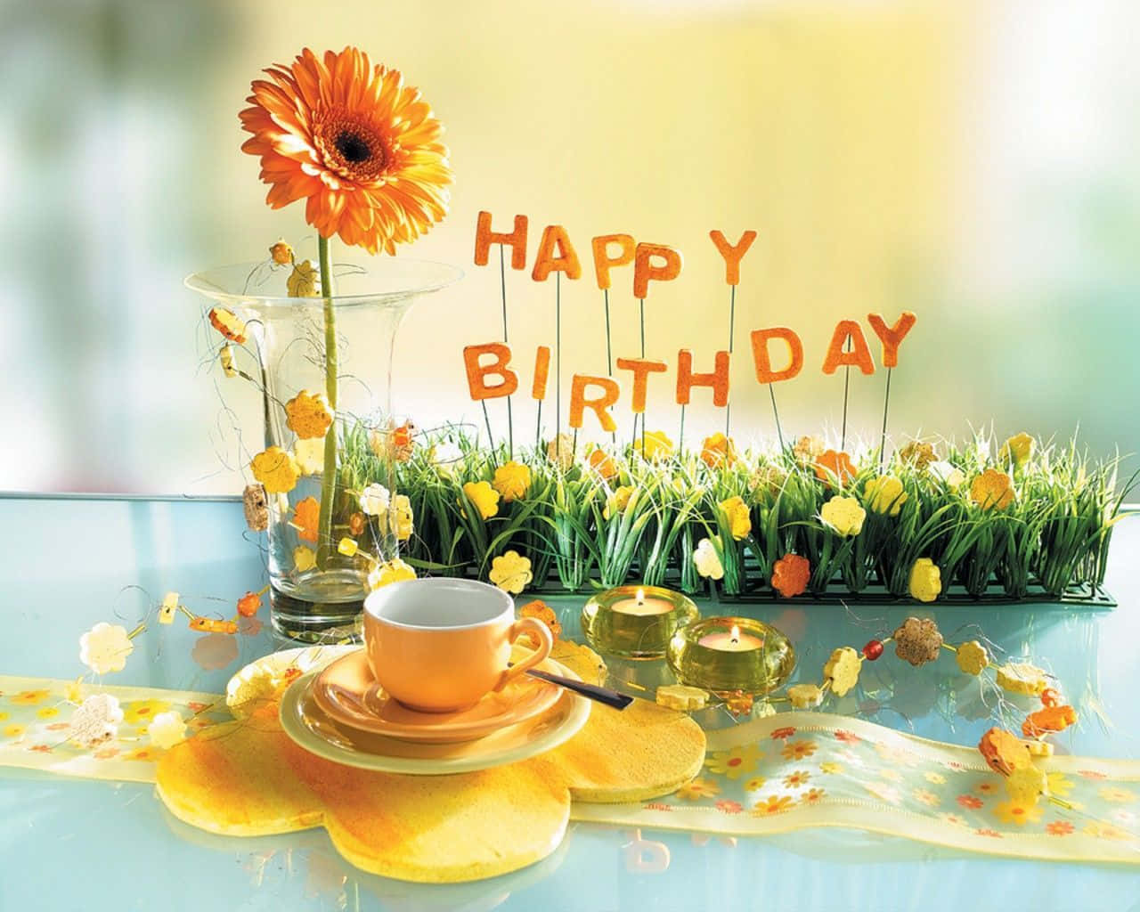 Imagen de Mensaje de Cumpleaños con Girasol Amarillo Fondos de pantalla