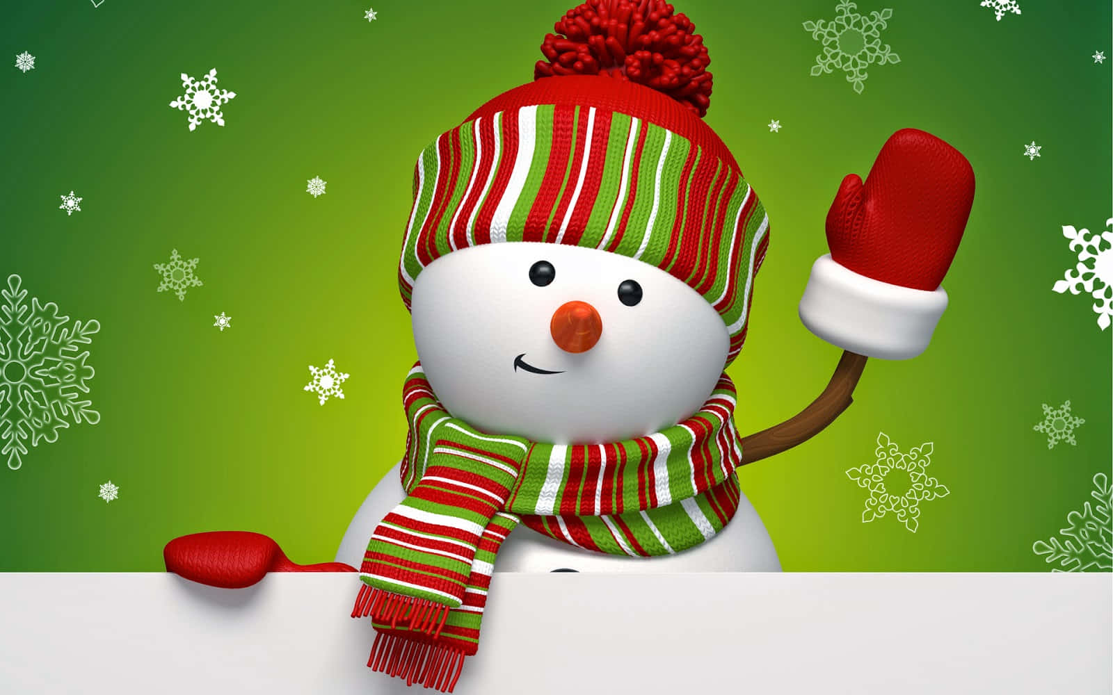 Imagen de Muñeco de Nieve Animado de Navidad Saludando con Gorro de Santa Fondos de pantalla
