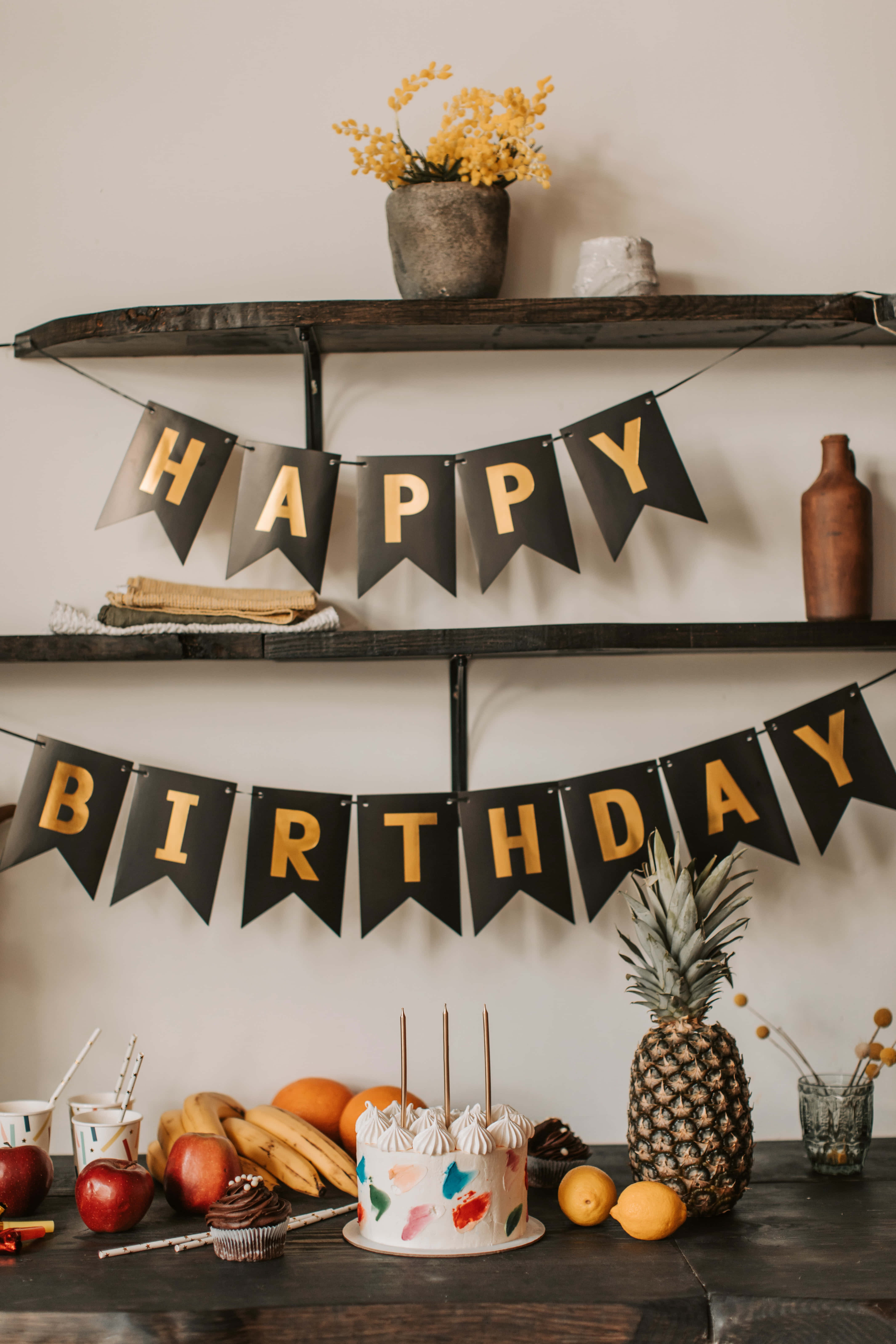 Imagen de Pancarta Dorada y Negra de Feliz Cumpleaños Fondos de pantalla