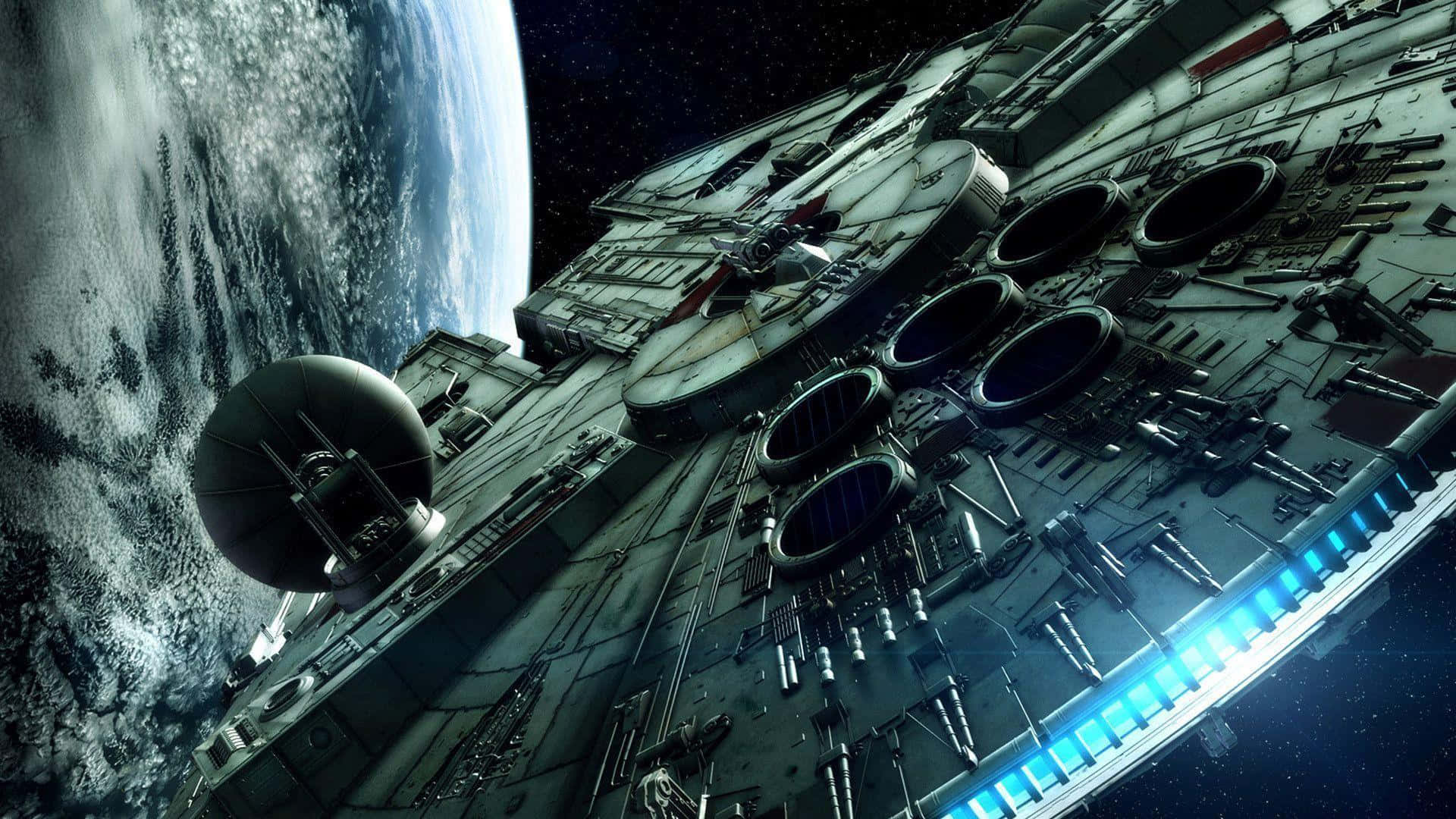 Imagen del Halcón Milenario de Star Wars sobre un planeta Fondos de pantalla