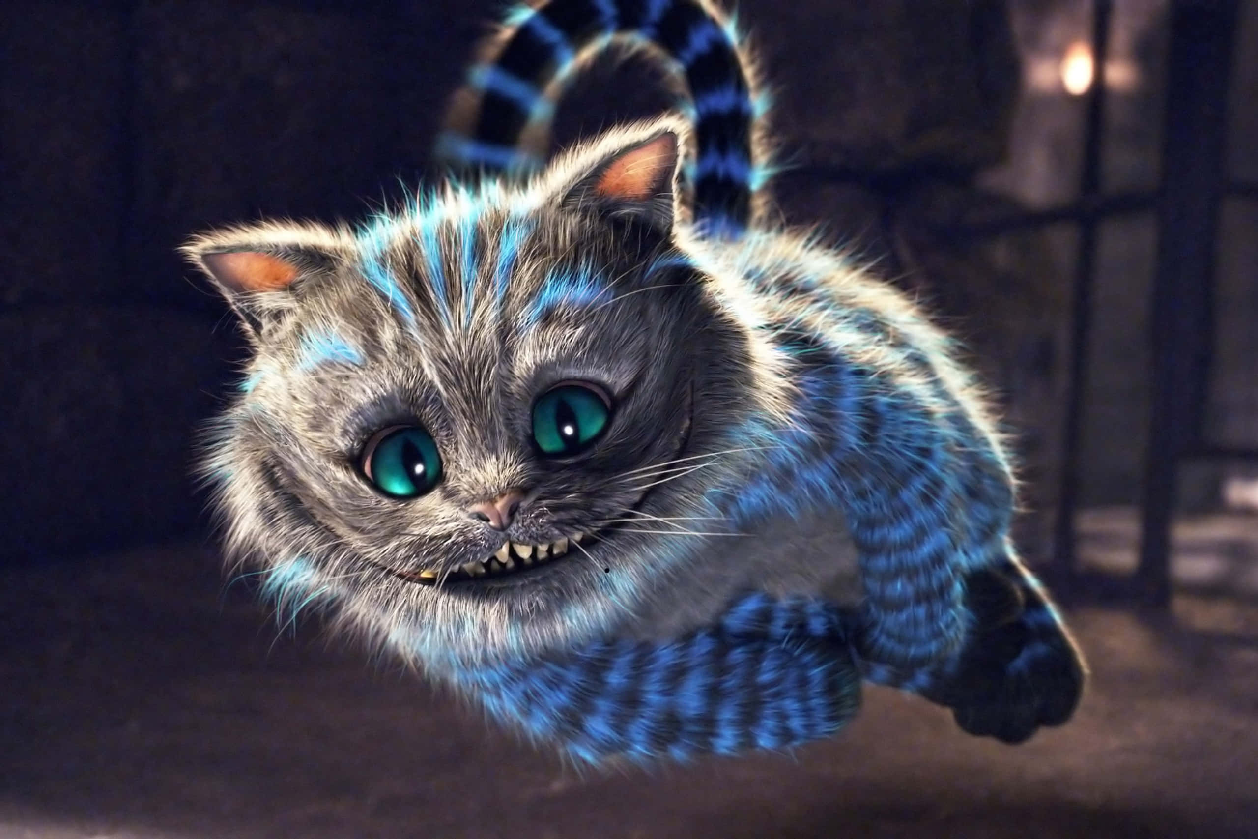 Imagen del Mágico Gato de Cheshire Mirando Fijamente a la Desconcertada Alicia Fondos de pantalla