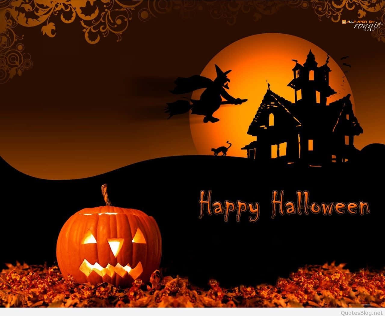 Imagen Digital 3D de Calabaza Espeluznante y Linda de Halloween Fondos de pantalla