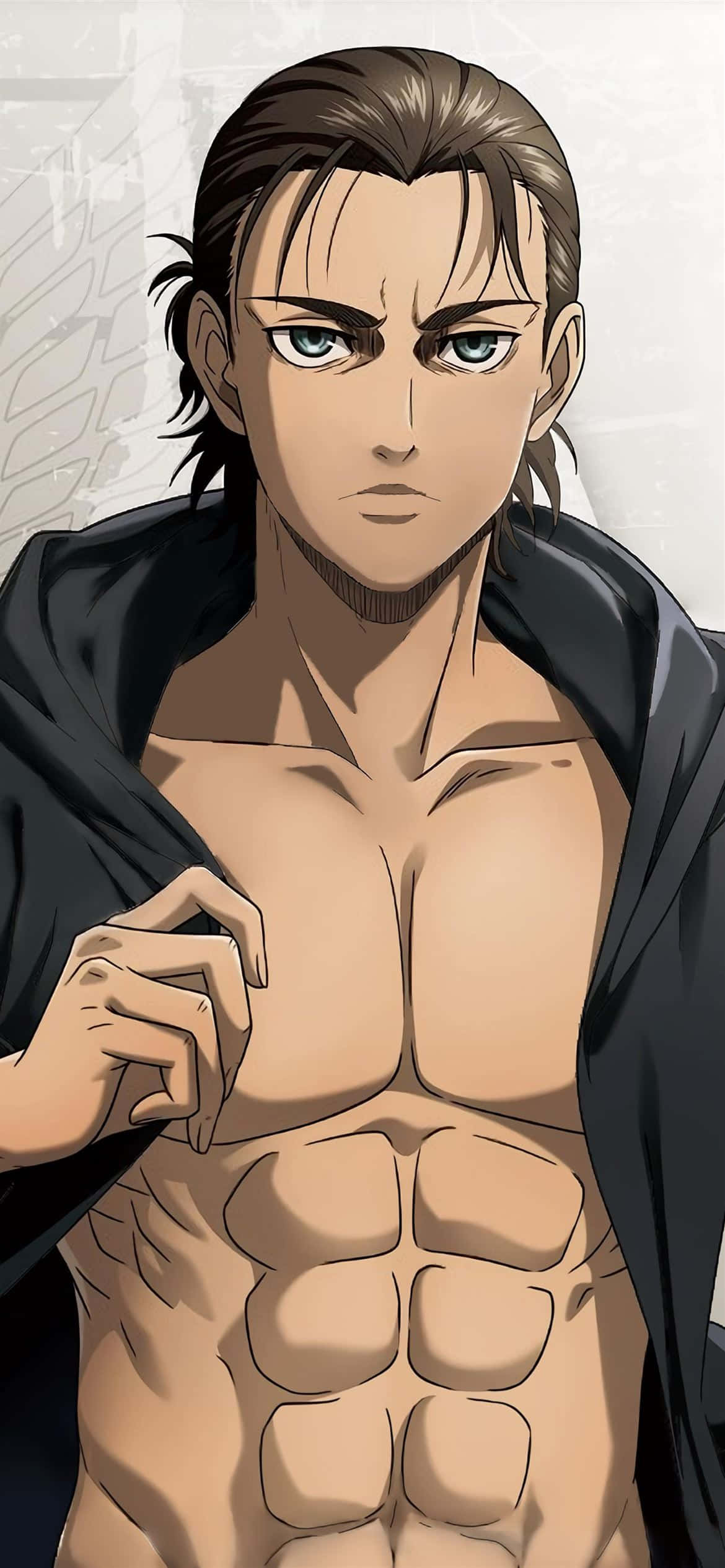 Imagen digital seria de Eren Yeager con abdominales marcados Fondos de pantalla