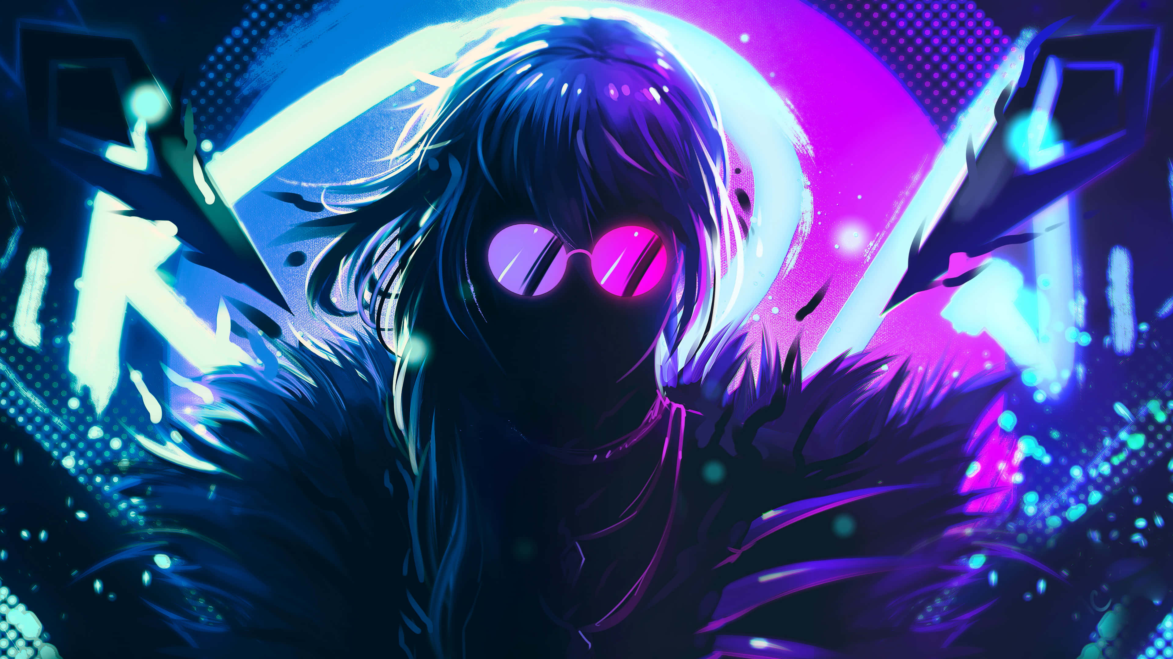 Imagen genial de Evelynn en azul y violeta neón de League of Legends Fondos de pantalla