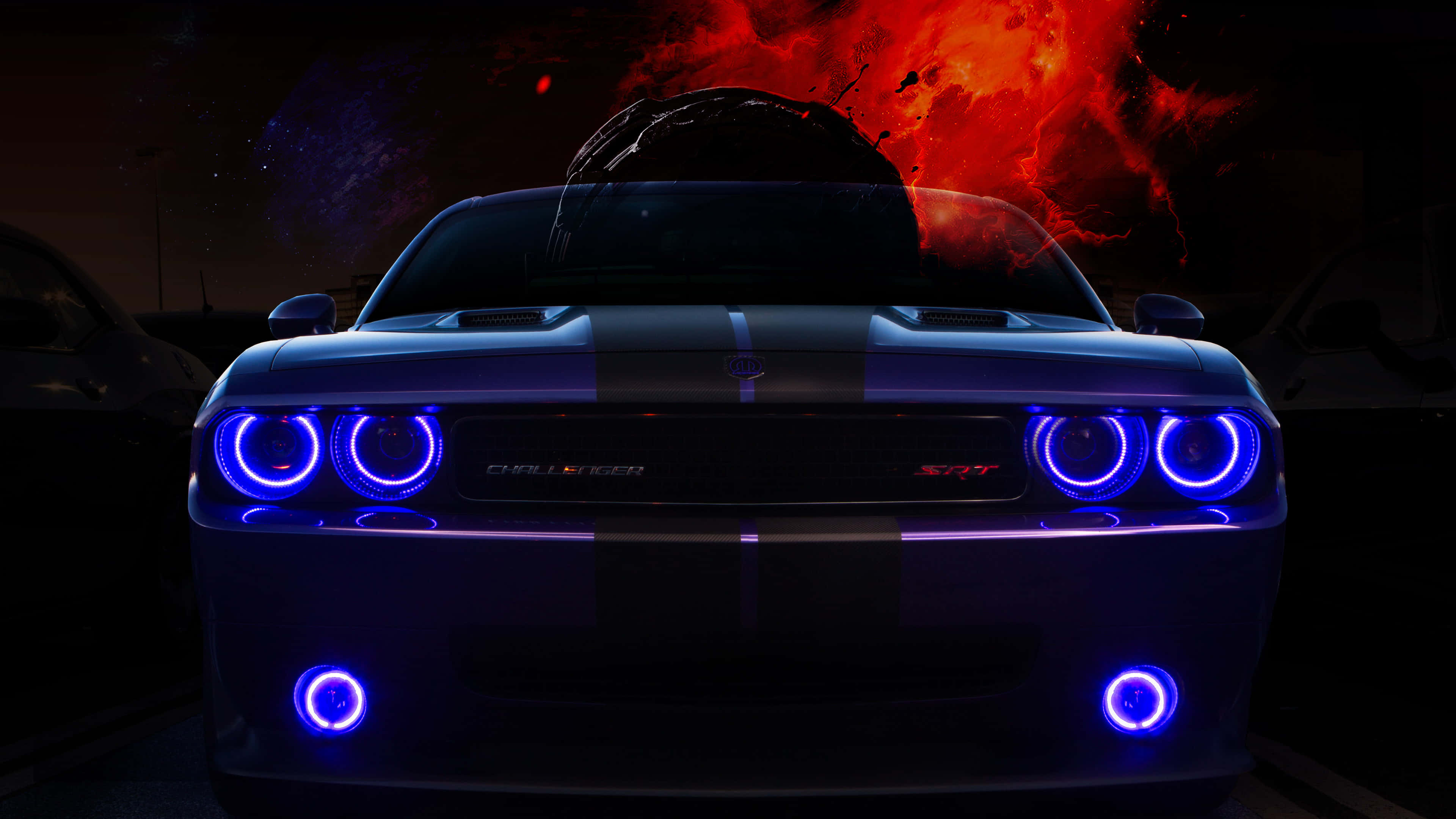 Imagen genial de luces de auto azul neón Fondos de pantalla