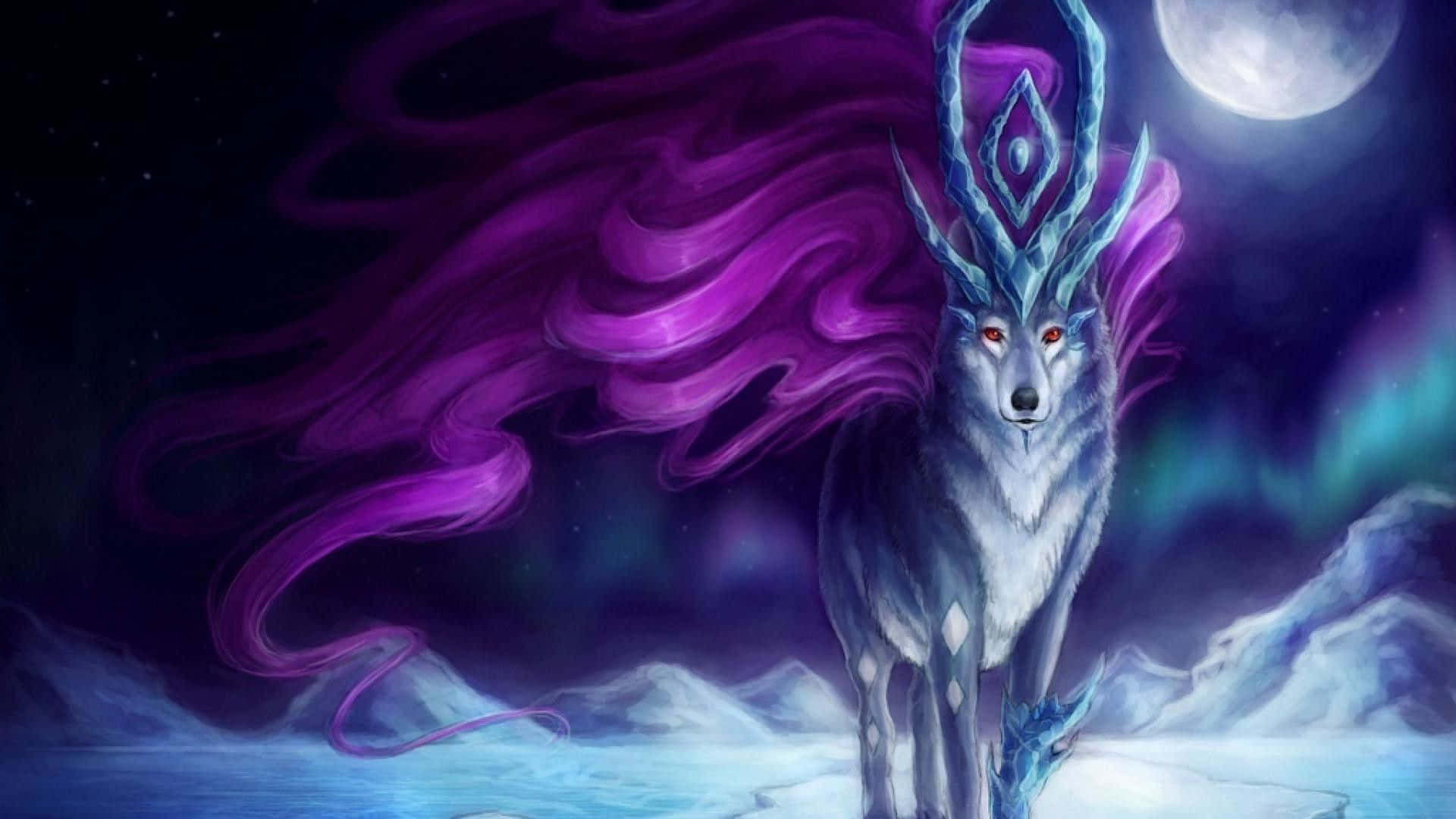 Imagen: Una representación etérea de un lobo galáctico con estrellas brillantes y un fondo de Vía Láctea Fondos de pantalla