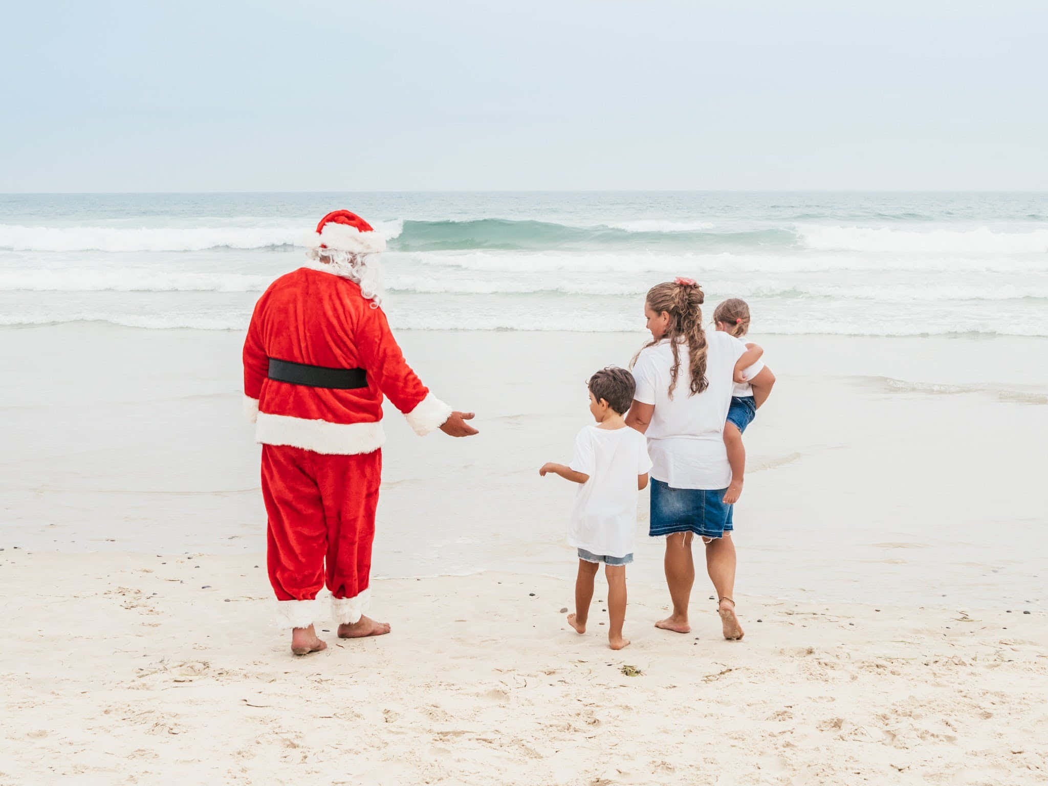 Imágenes de Santa en la Playa para Navidad Fondos de pantalla