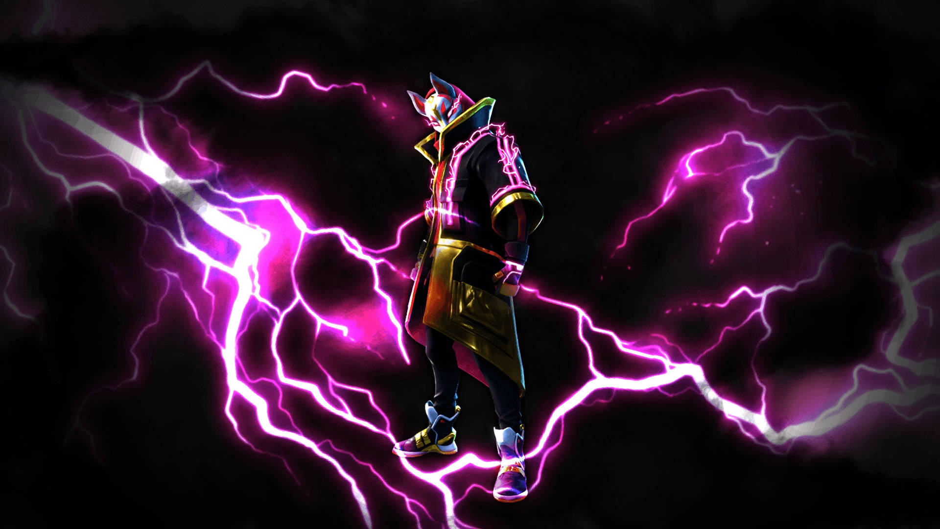 Impactante skin Drift de Fortnite adornada con relámpagos rosas Fondos de pantalla