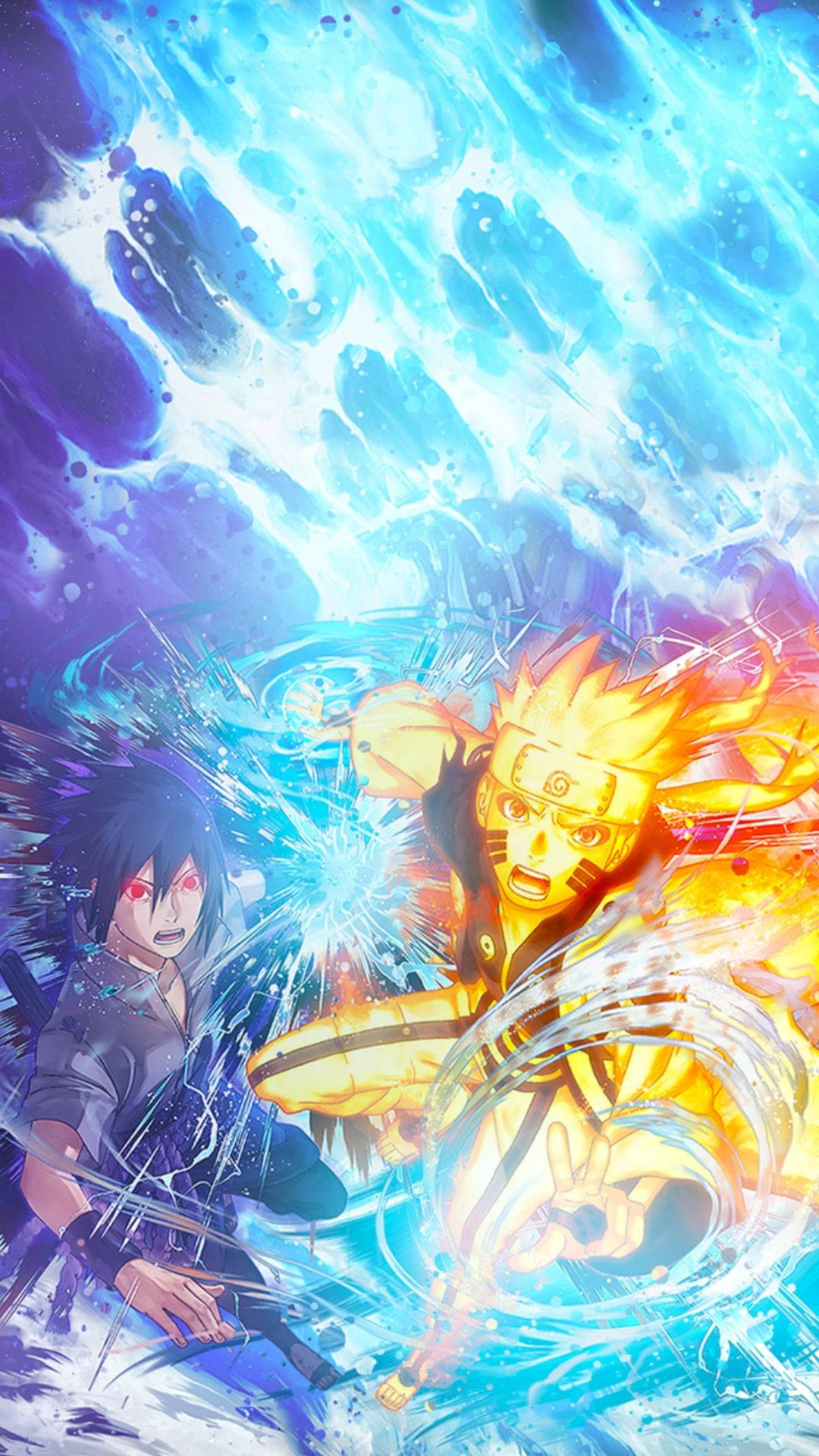 Impresionante arte digital de Sasuke y Naruto para iPhone Fondos de pantalla