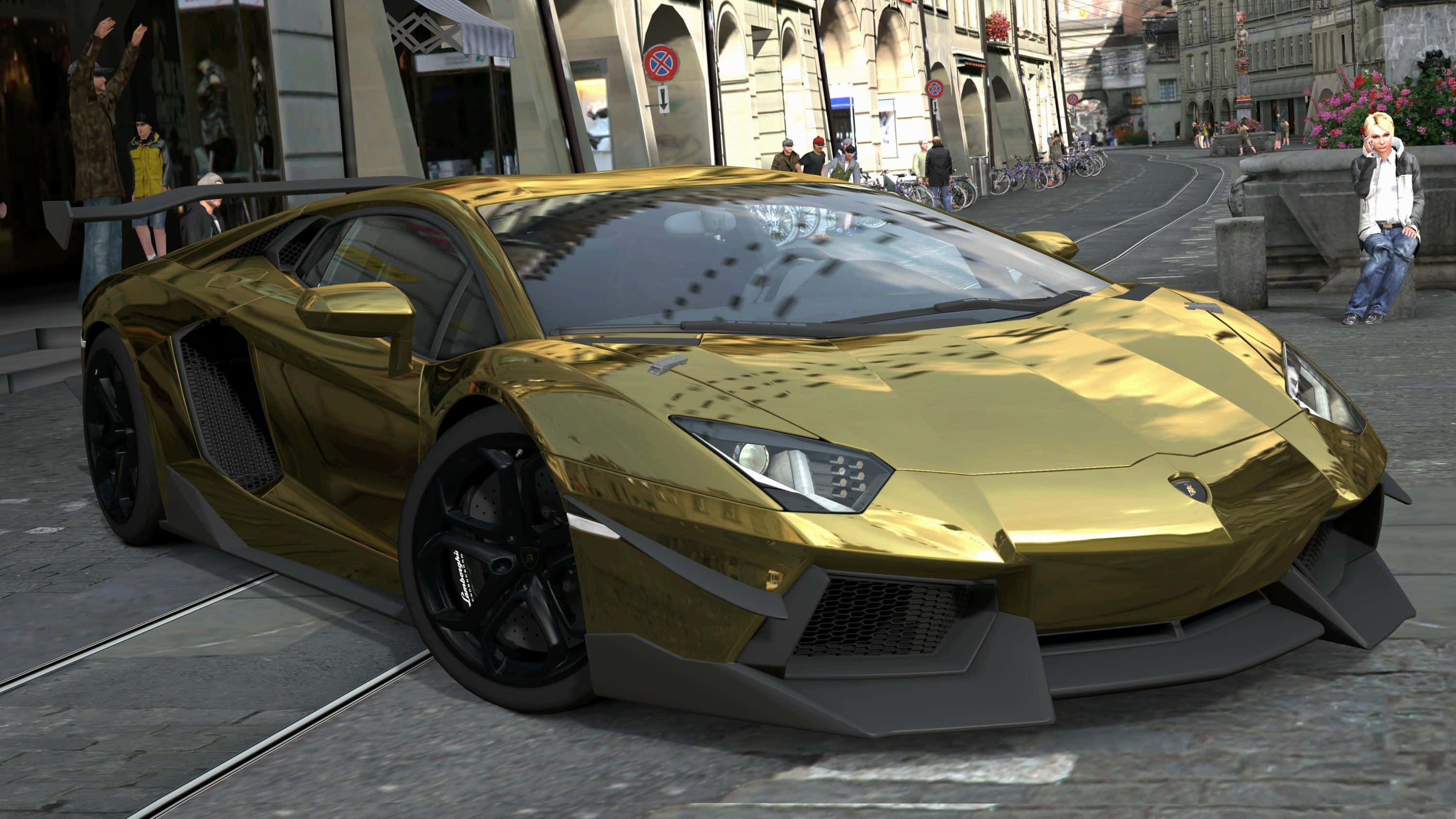 Impresionante Lamborghini Dorado Fondos de pantalla