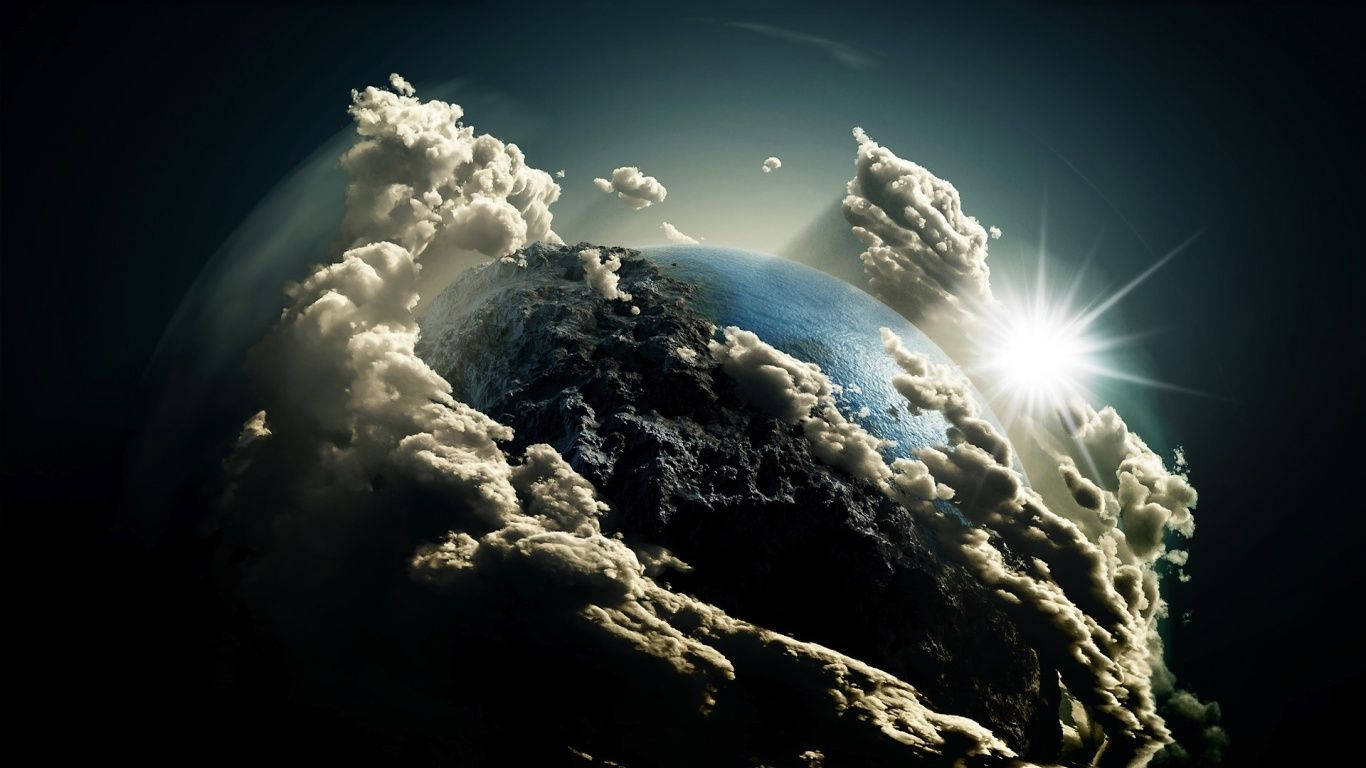 Impresionante Vista Aérea de la Tierra con Nubes en el Espacio Oscuro Fondos de pantalla