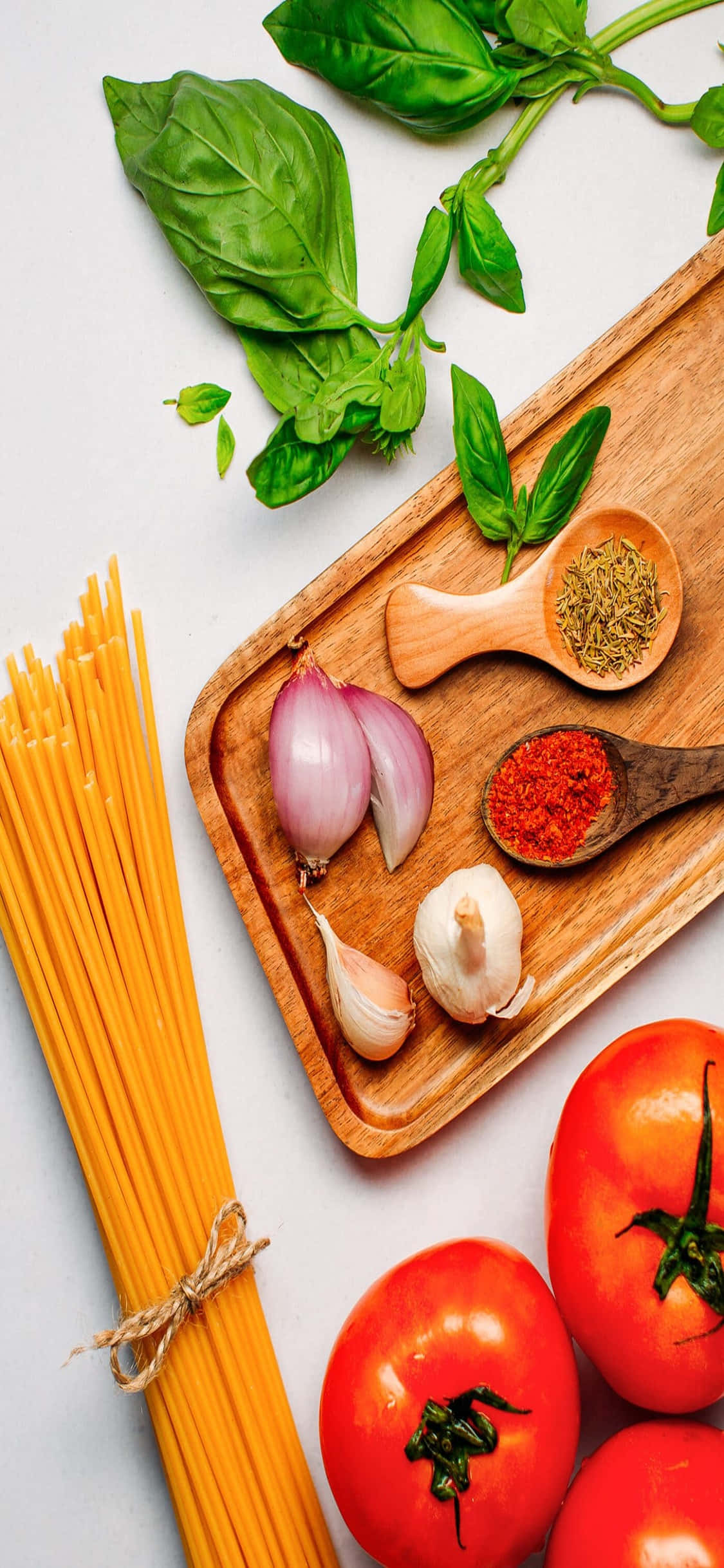Ingredientes de Plato de Pasta Fondo para iPhone X Fondos de pantalla