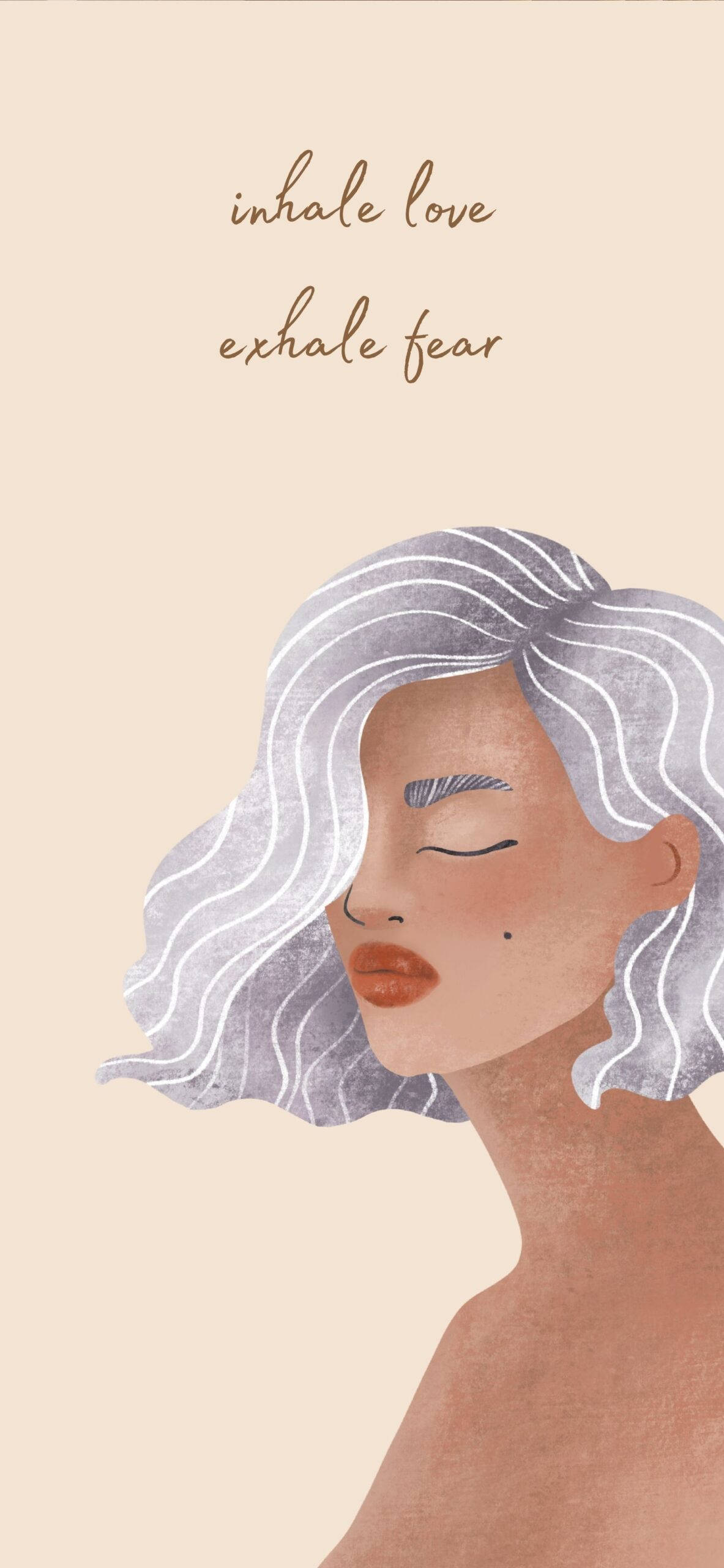 Inhala amor, exhala miedo - Frase estética beige para teléfono Fondos de pantalla