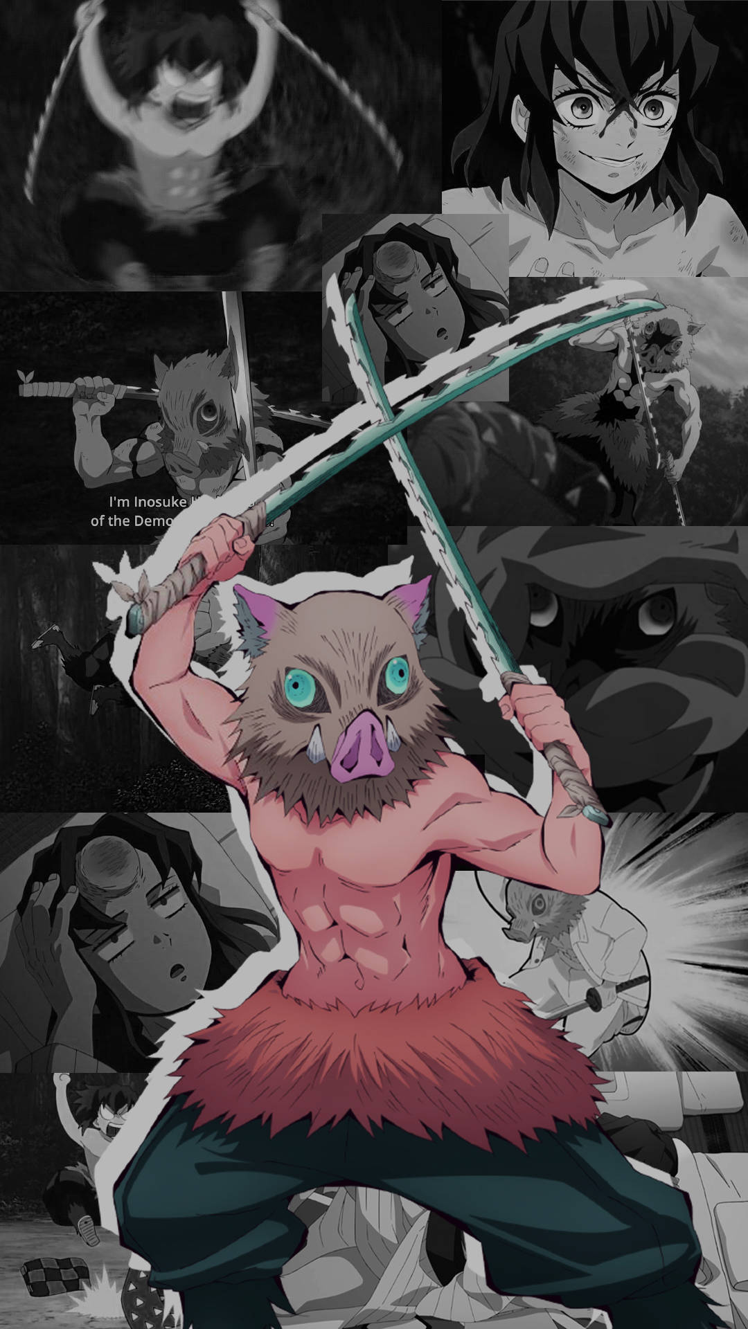 Inosuke con máscara de cerdo Demon Slayer para iPhone Fondos de pantalla
