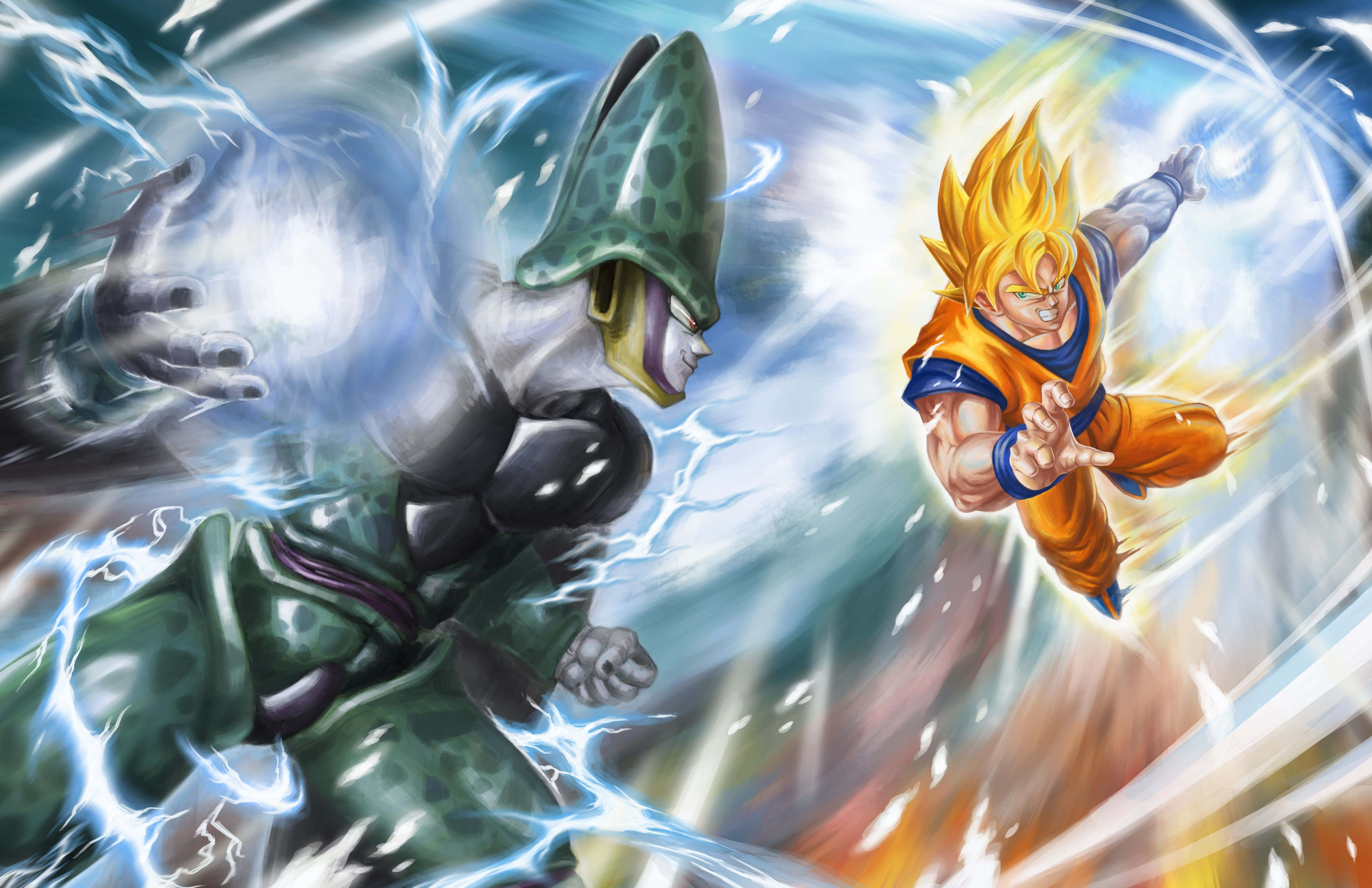 Intensa batalla entre Goku y Vegeta en Dragon Ball Z Fondos de pantalla