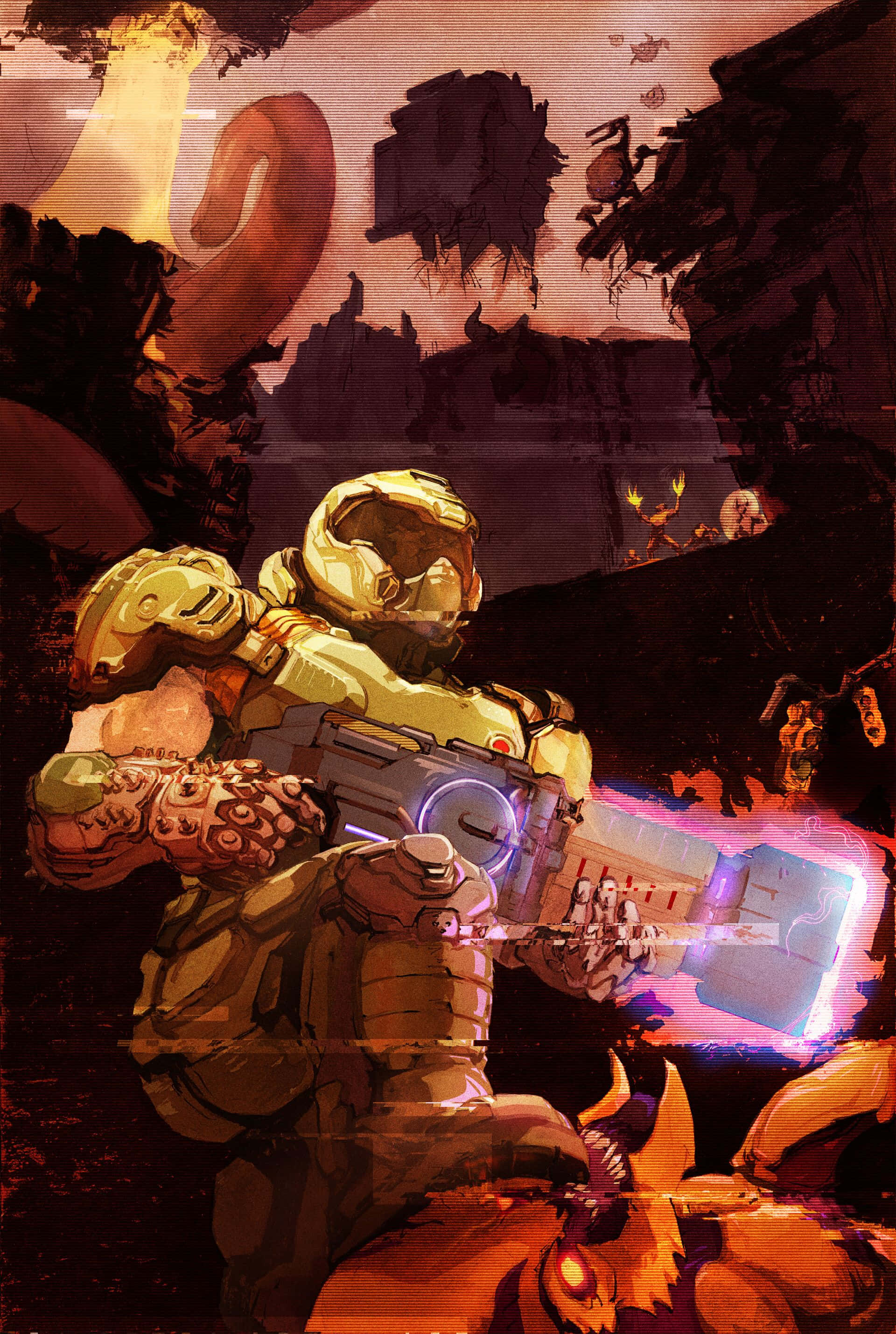 Intensa Escena de Batalla en el Universo de DOOM Fondos de pantalla