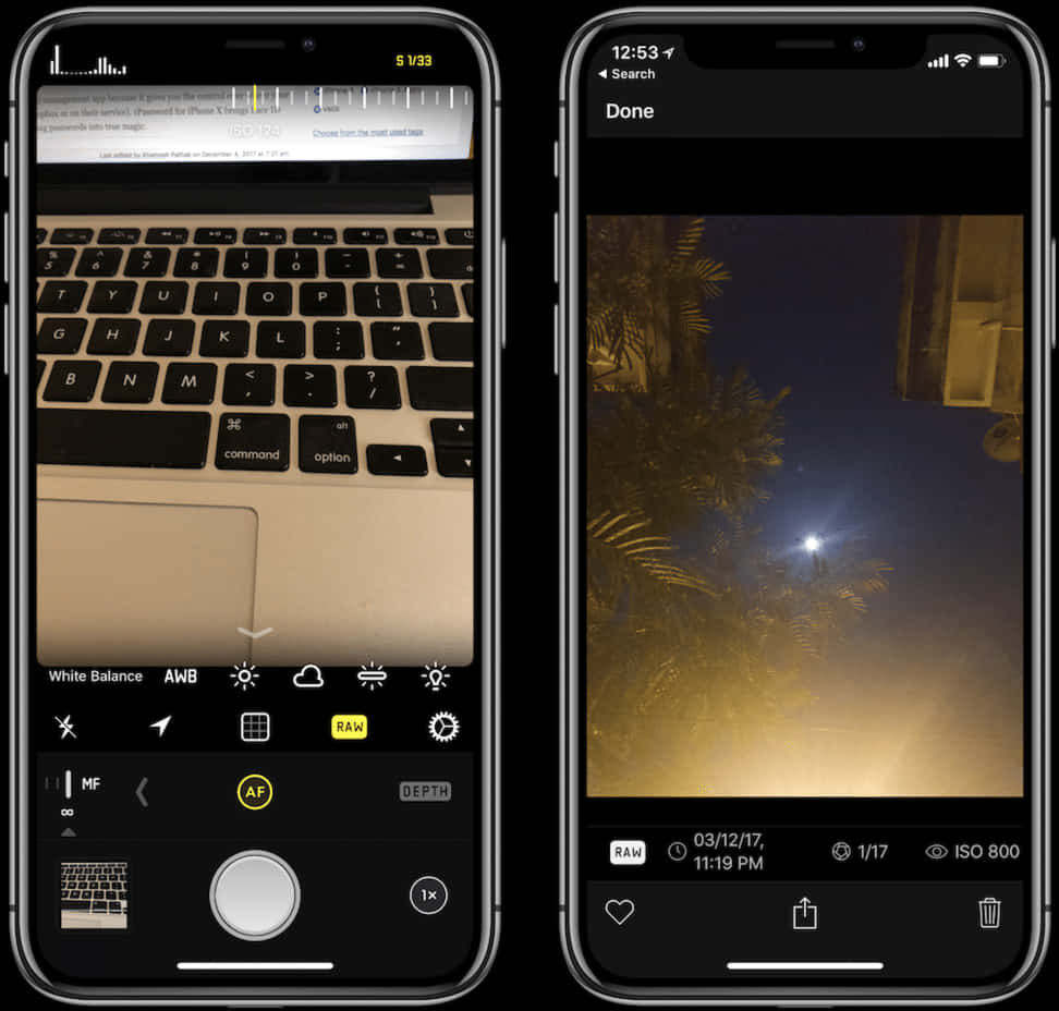 Interfaz de cámara del iPhone 12 para fotografía nocturna Fondos de pantalla