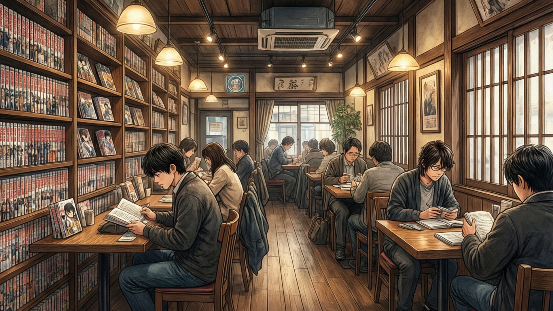 Interior de cafetería de manga Fondos de pantalla