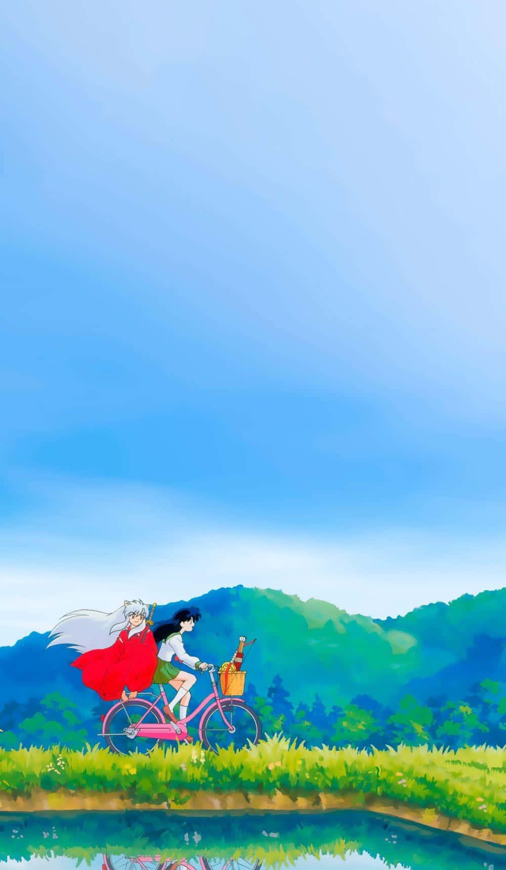 Inuyasha y Kagome en bicicleta para teléfono Fondos de pantalla
