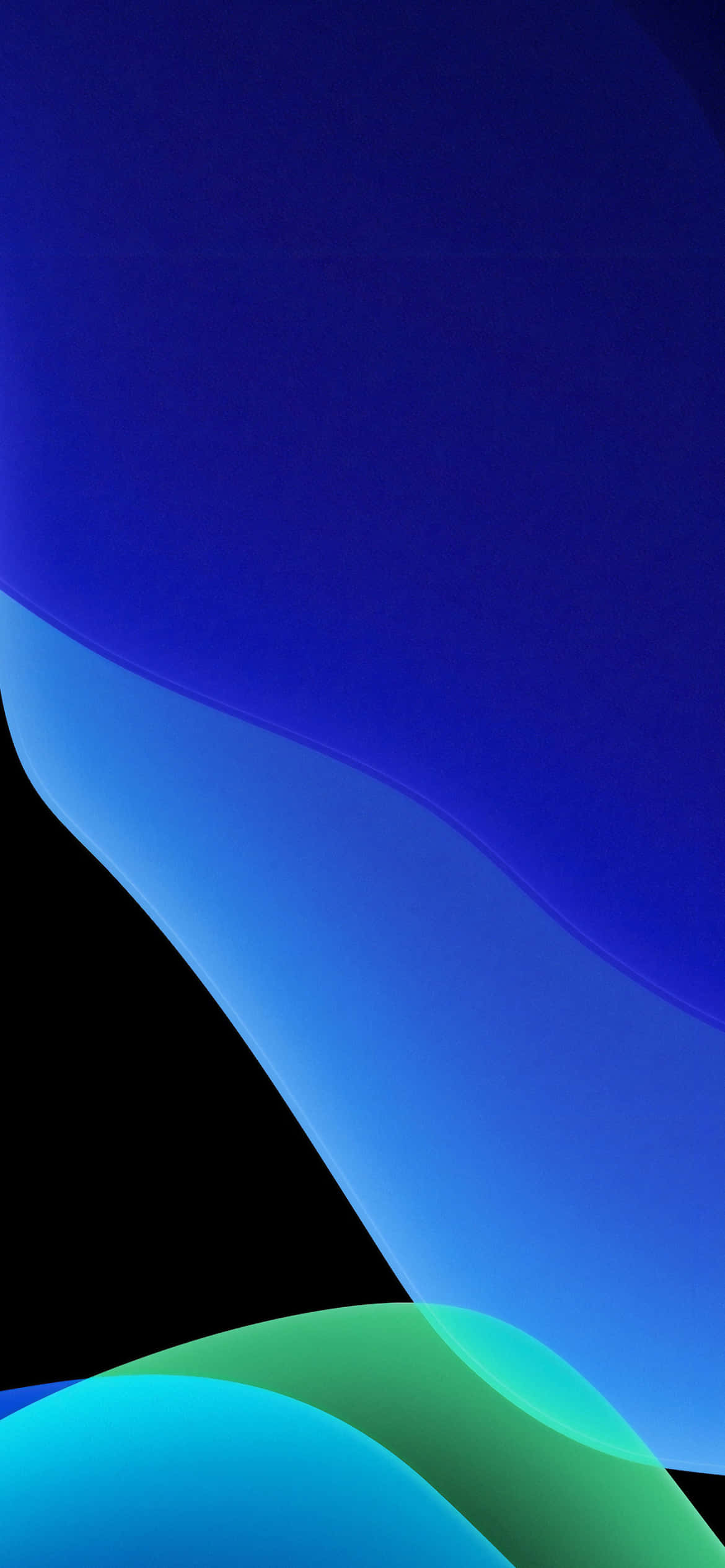 iOS 13 Verde con Azul y Fondo Negro Fondos de pantalla
