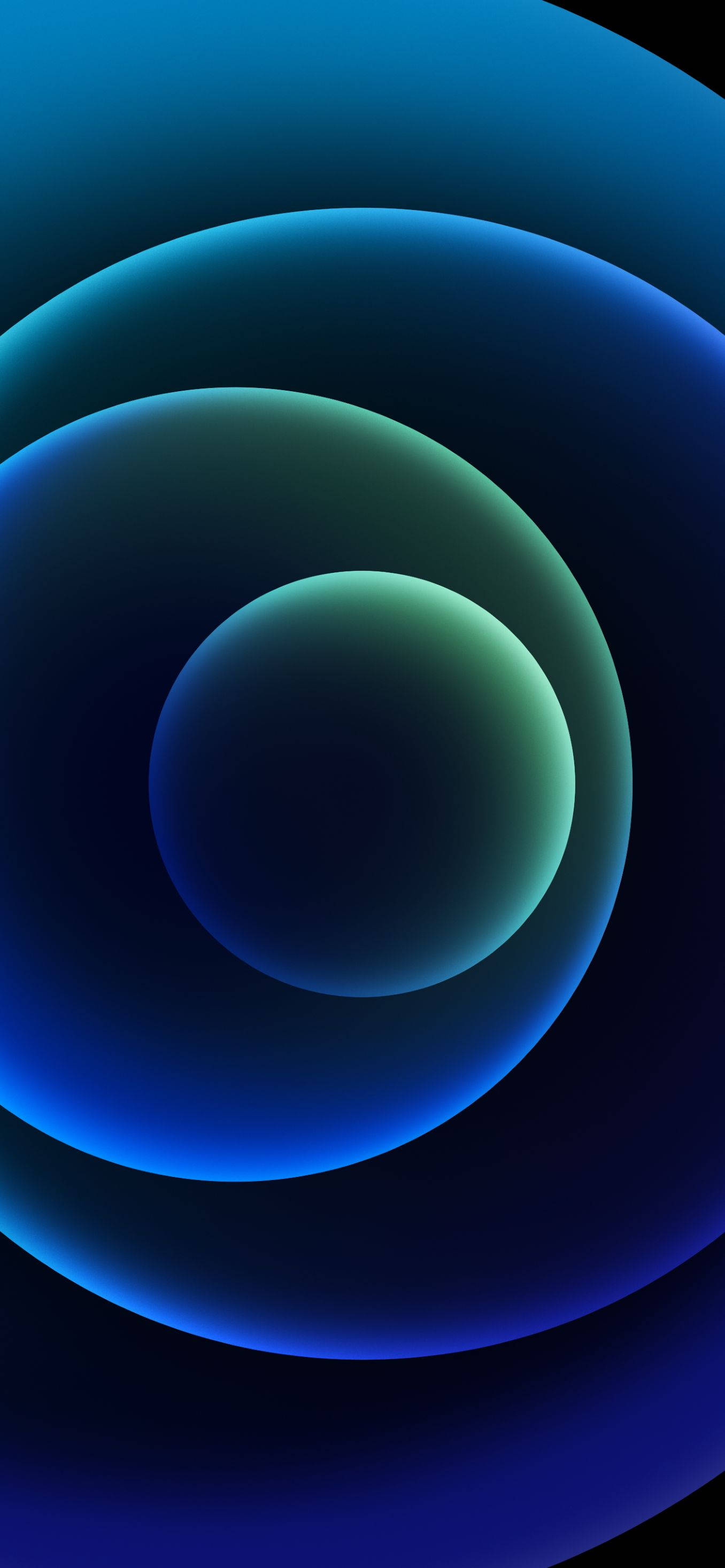 iPhone 12 Fondo Azul Oscuro Círculos Verdes Fondos de pantalla