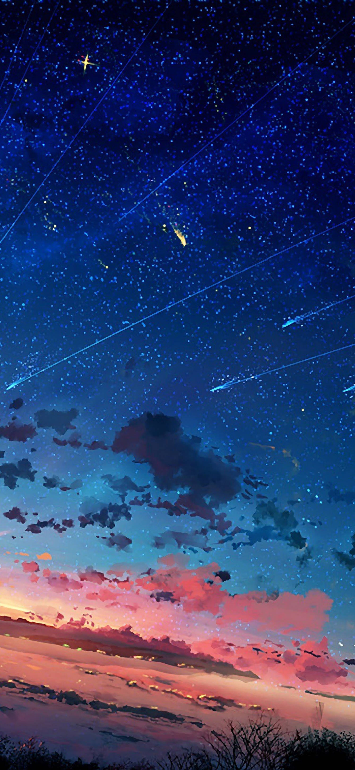 iPhone 4K Anime Estrellas Fugaces y Cometa Fondos de pantalla