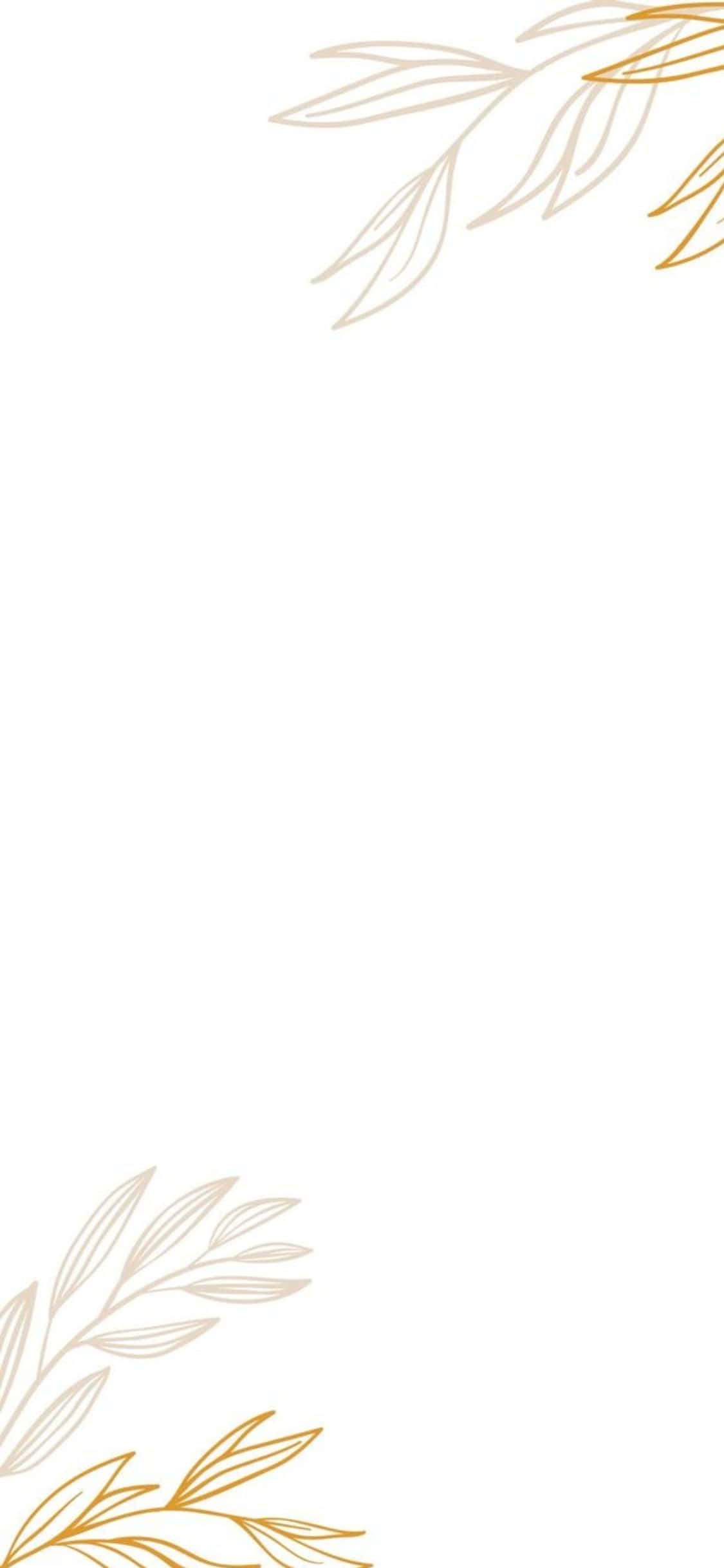 iPhone X Blanco Fondo Minimalista con Dibujo de Hojas Fondos de pantalla