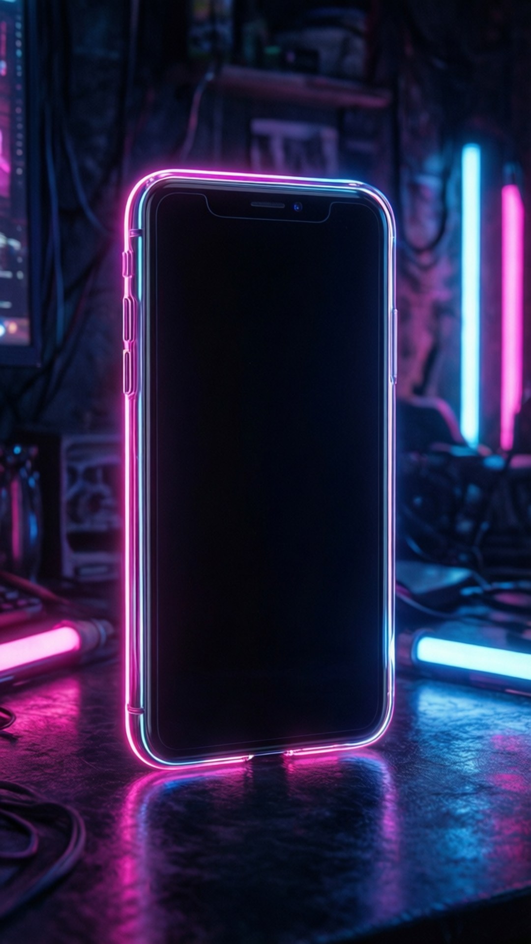 iPhone XR con bordes de neón Fondos de pantalla