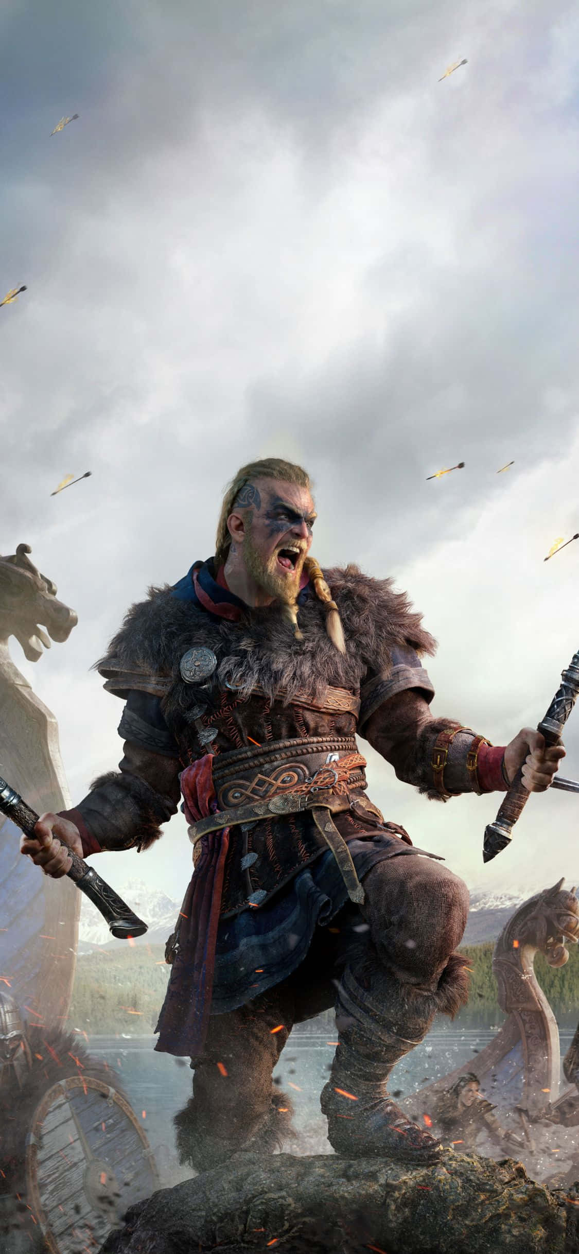 iPhone Xs Assassin's Creed Valhalla Eivor Gritando Fondo Fondos de pantalla