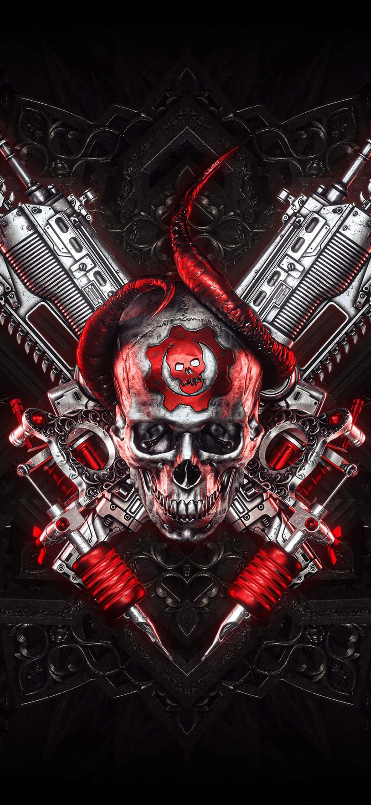 iPhone XS Max Gears Of War 5 Fondo Rojo y Plateado Fondos de pantalla