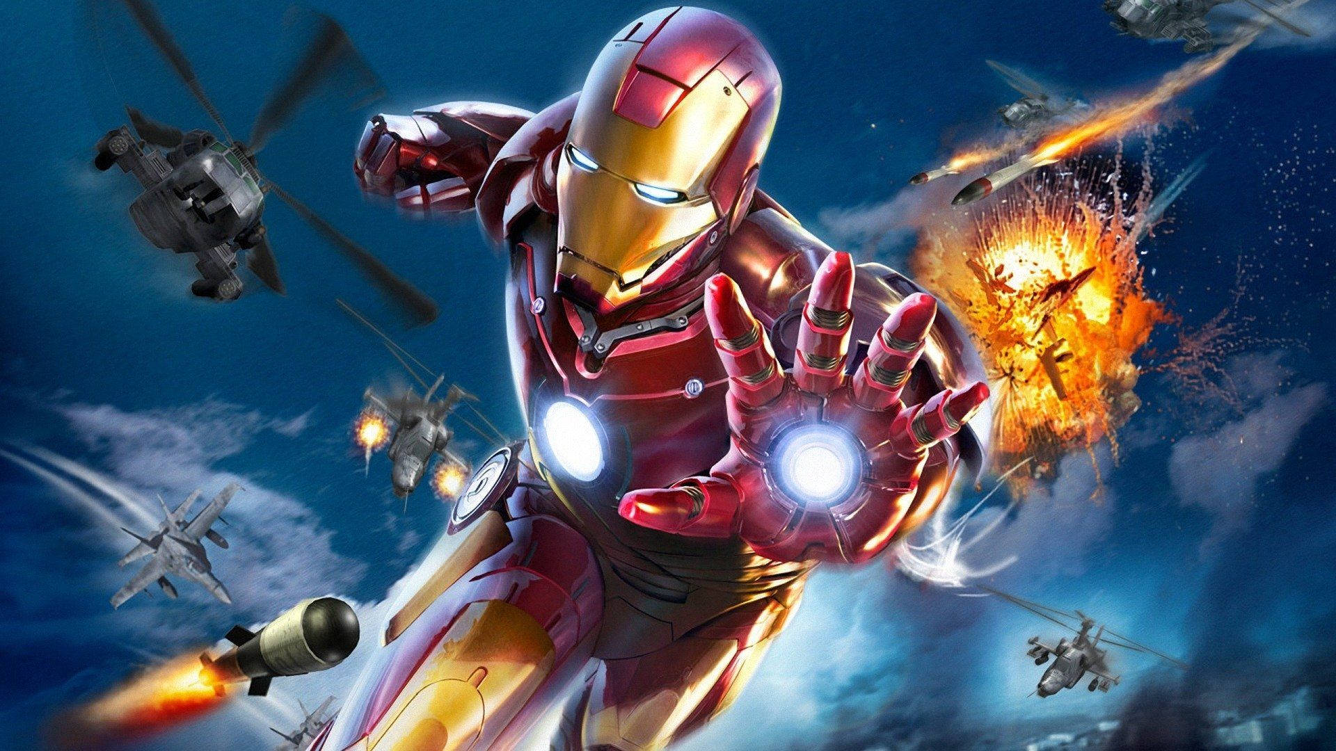 Fondo de pantalla de Iron Man en el cielo