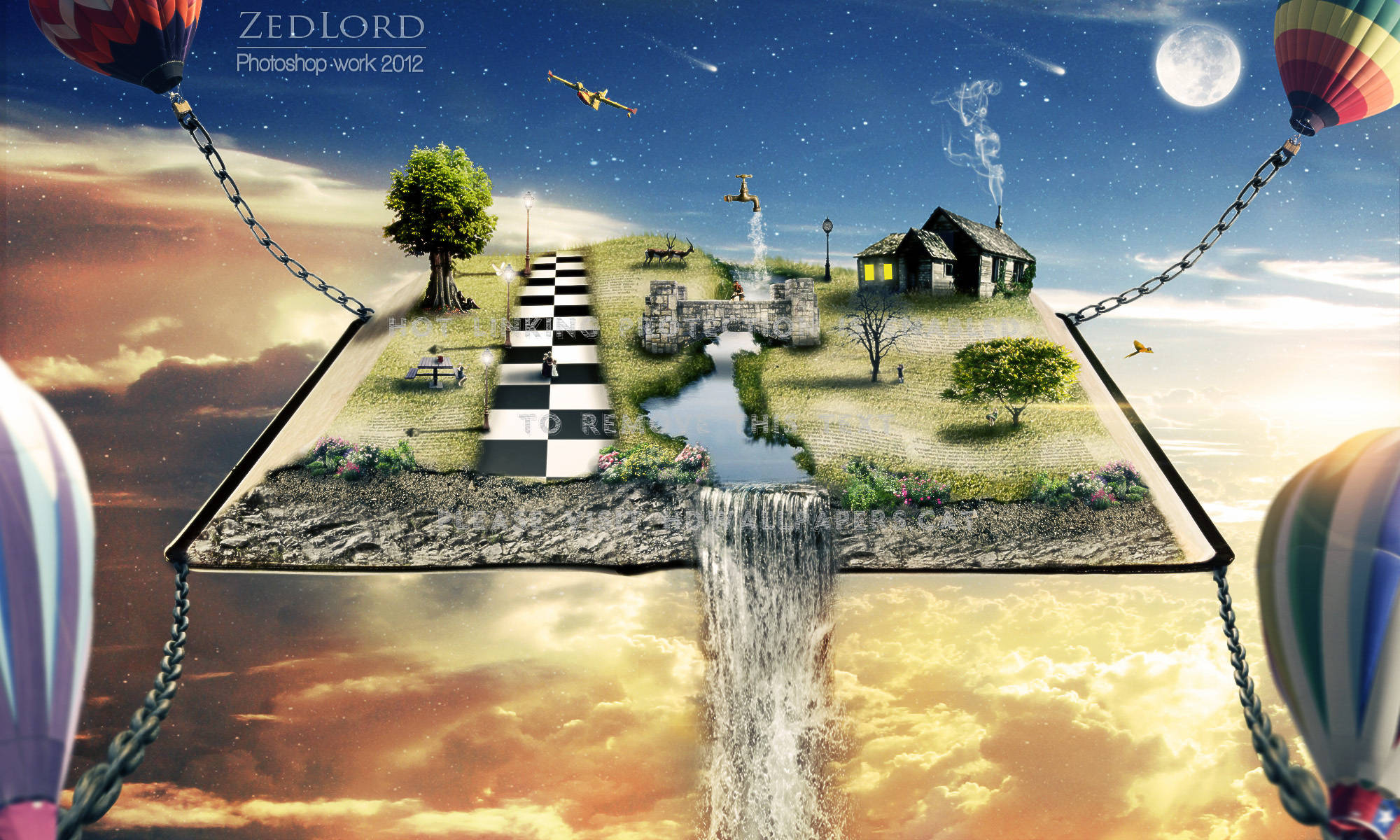 Isla flotante en un mundo de fantasía Fondos de pantalla