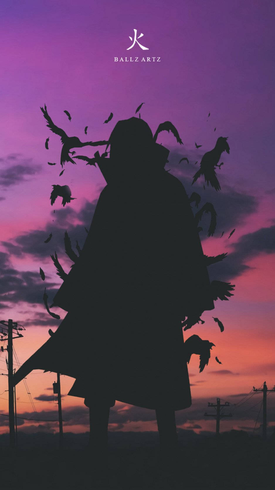 Itachi Teléfono Silueta Púrpura Fondos de pantalla