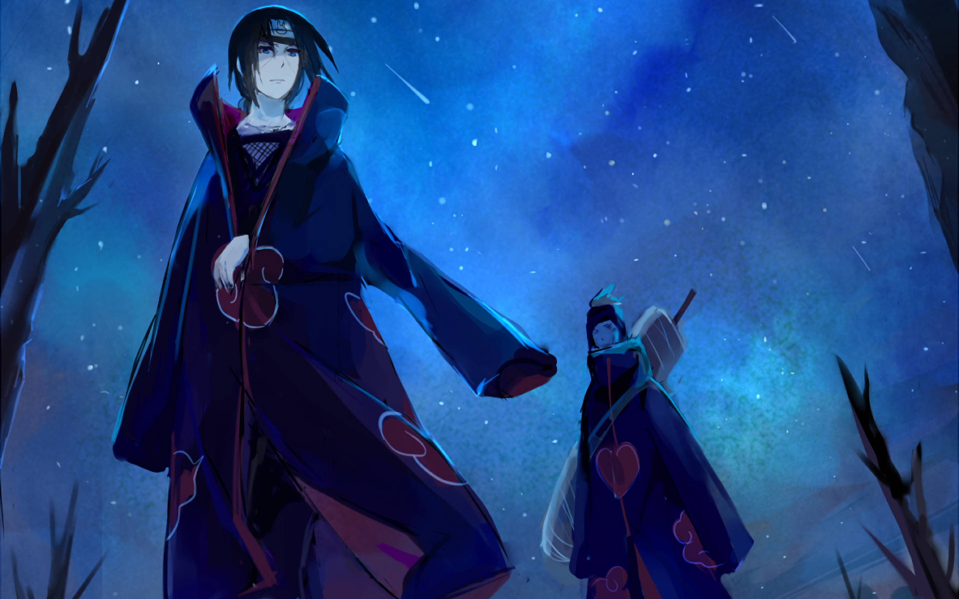 Itachi y Kisame bajo un cielo resplandeciente Fondos de pantalla