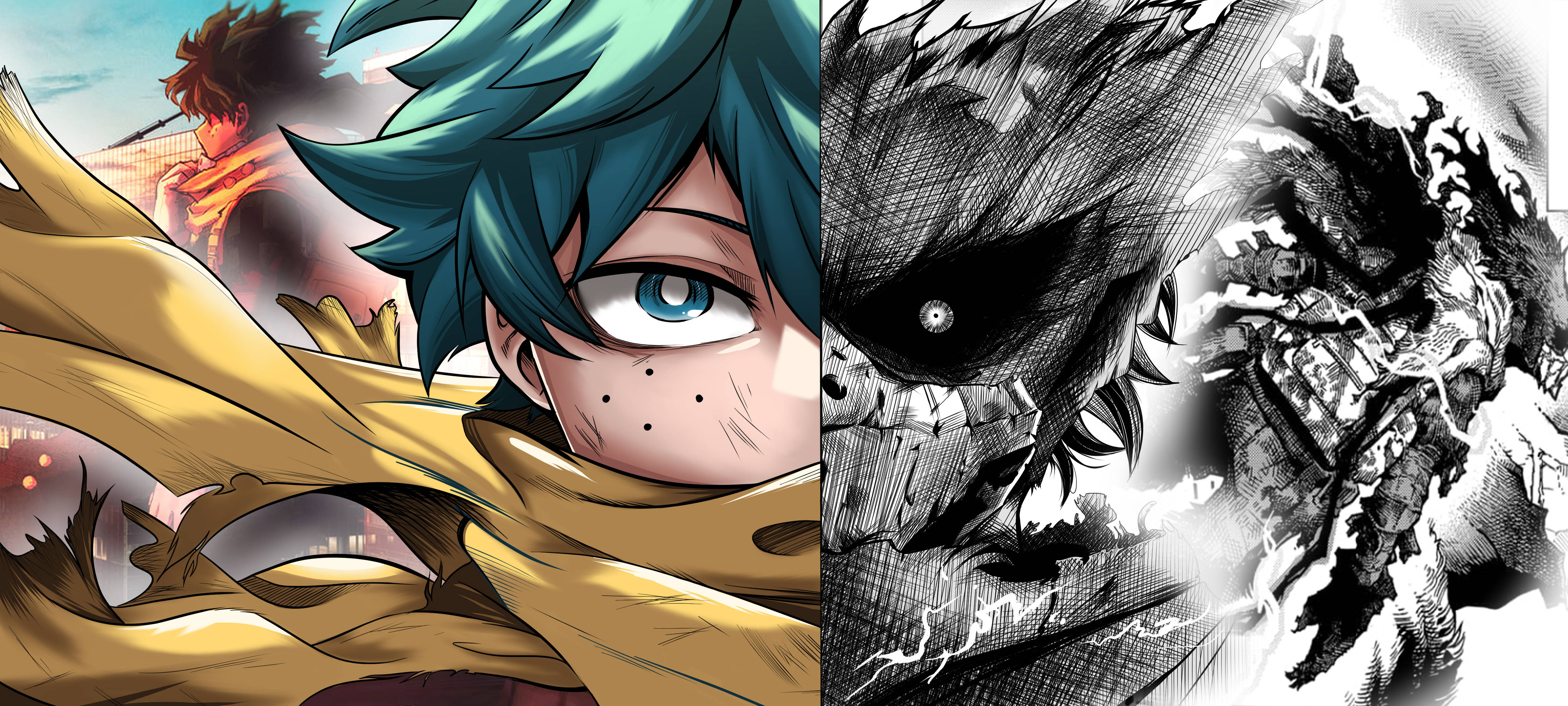 Izuku Midoriya dividido 4K Fondos de pantalla