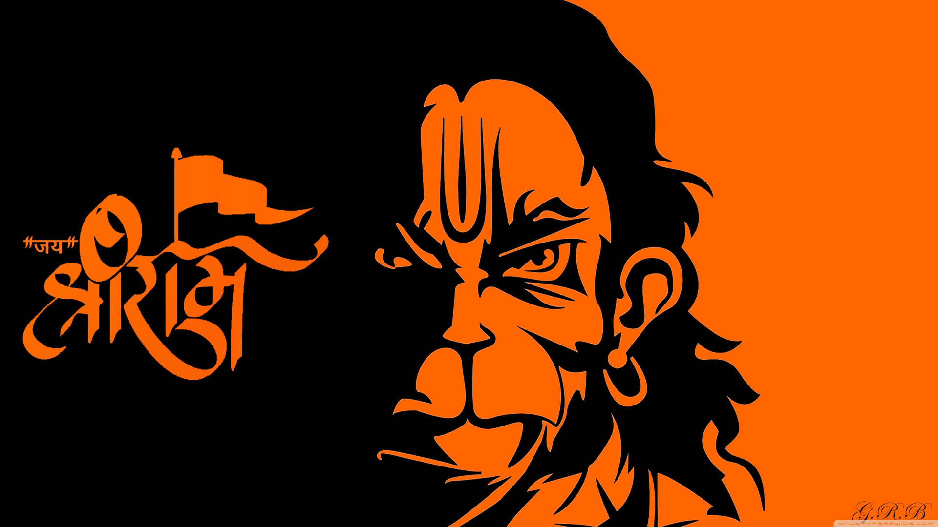 Jai Shree Ram HD Cara Negra y Naranja — Minimalista Fondos de pantalla