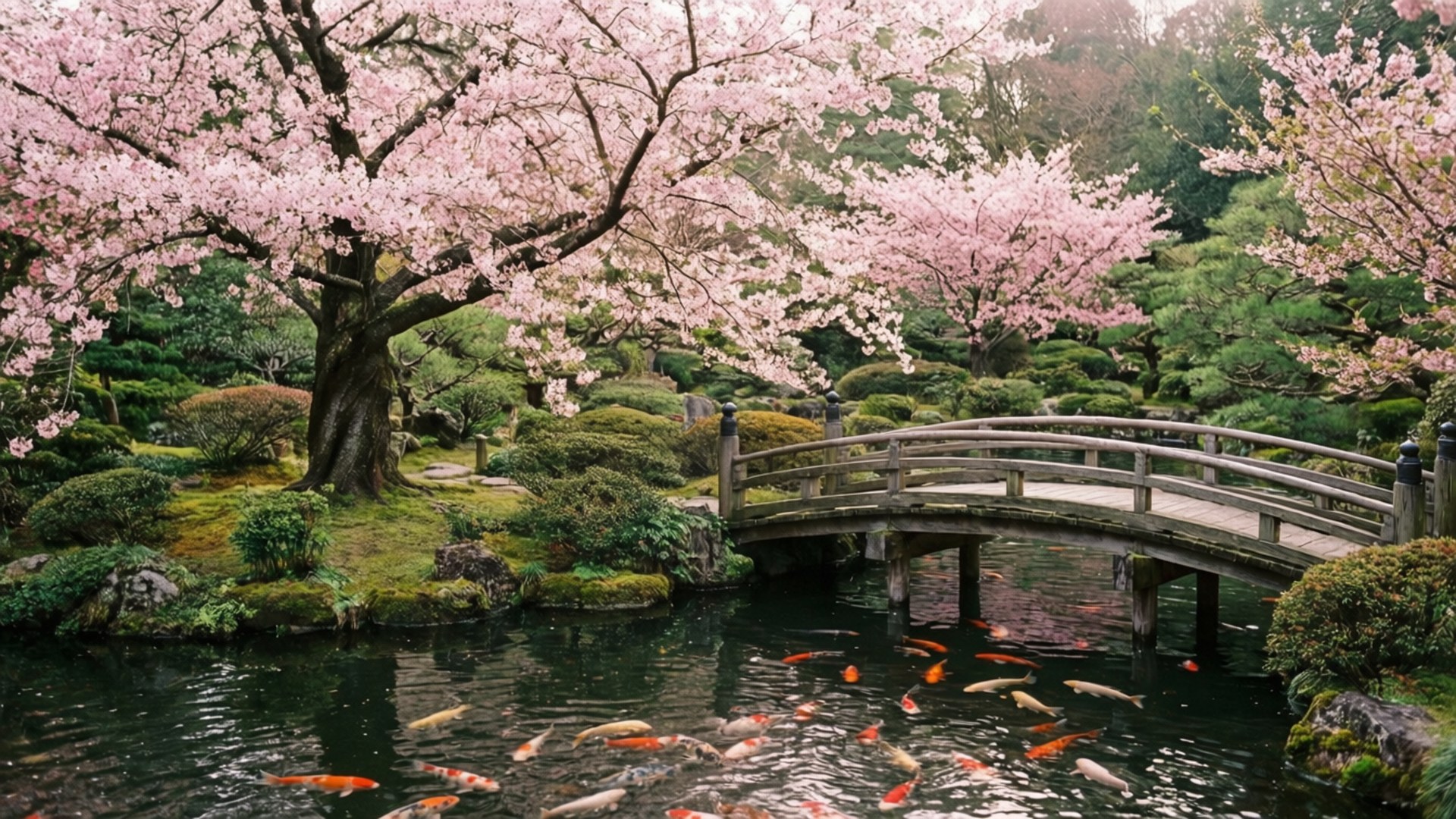 Jardín de Cerezos en Flor Fondos de pantalla