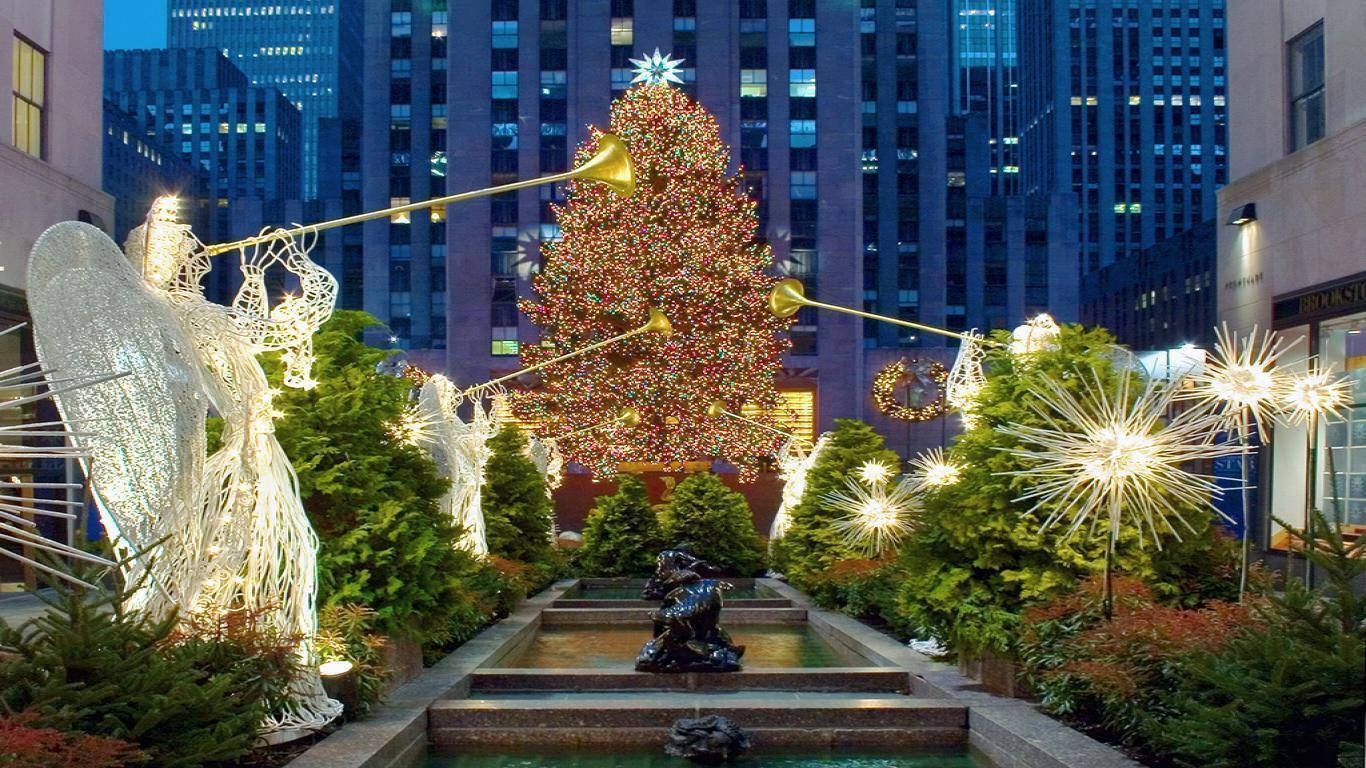 Jardín del Rockefeller Center en Navidad Fondos de pantalla