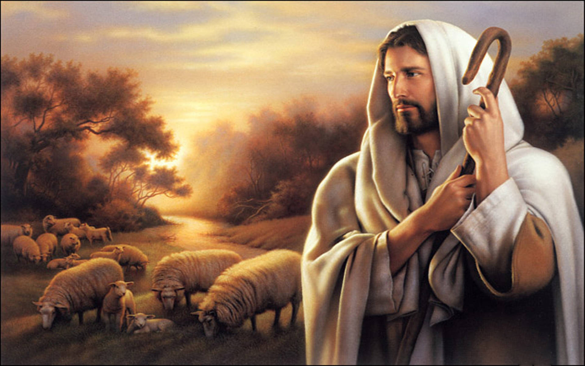 Jesús con bastón de escritorio Fondos de pantalla