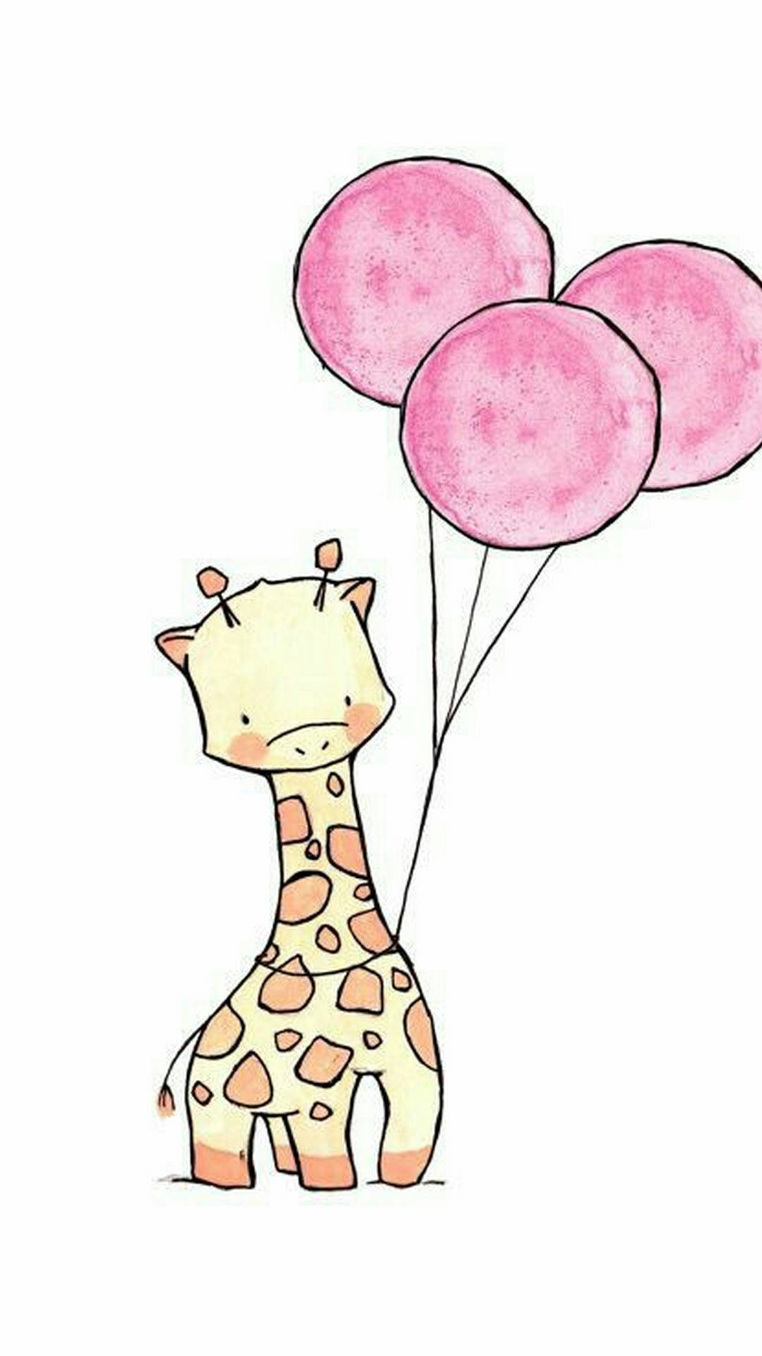 Jirafa con Globos Rosados Lindo iPhone Fondos de pantalla