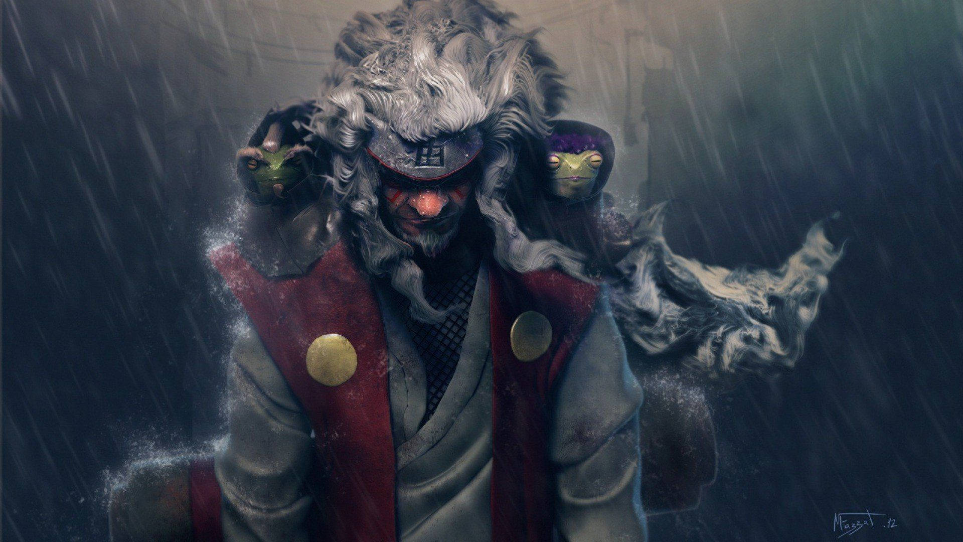 Fondo de pantalla oscuro de Jiraiya cosplay de Naruto Shippuden.