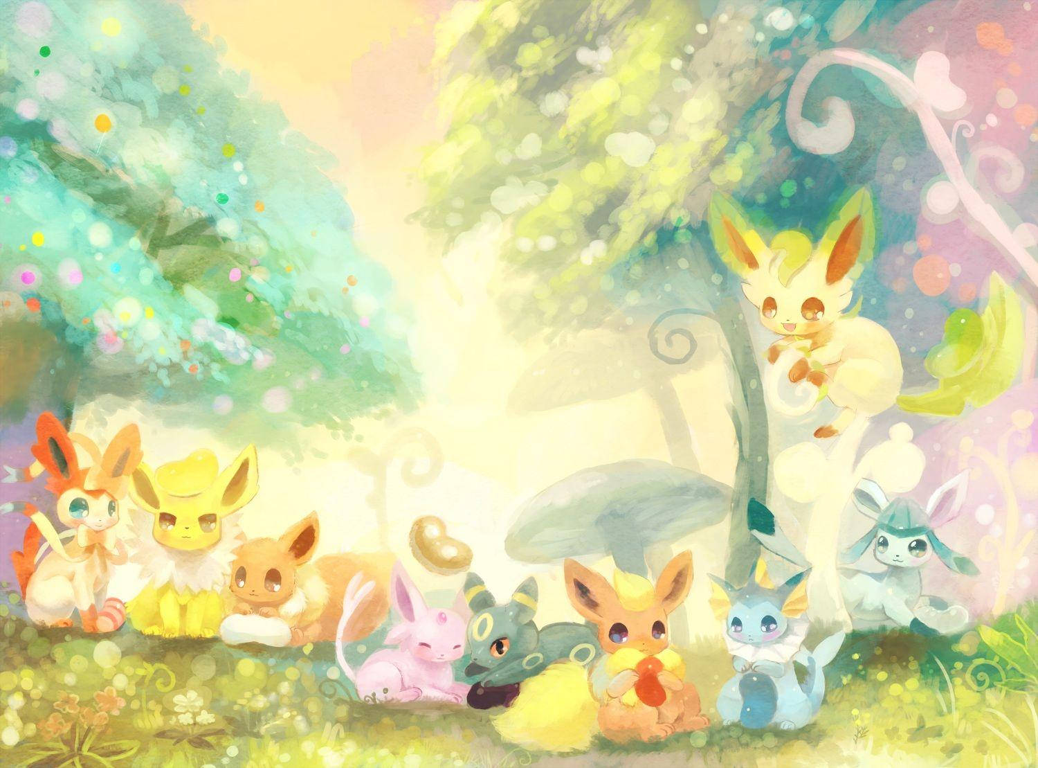 Jolteon tierno y las Eeveeluciones Fondos de pantalla